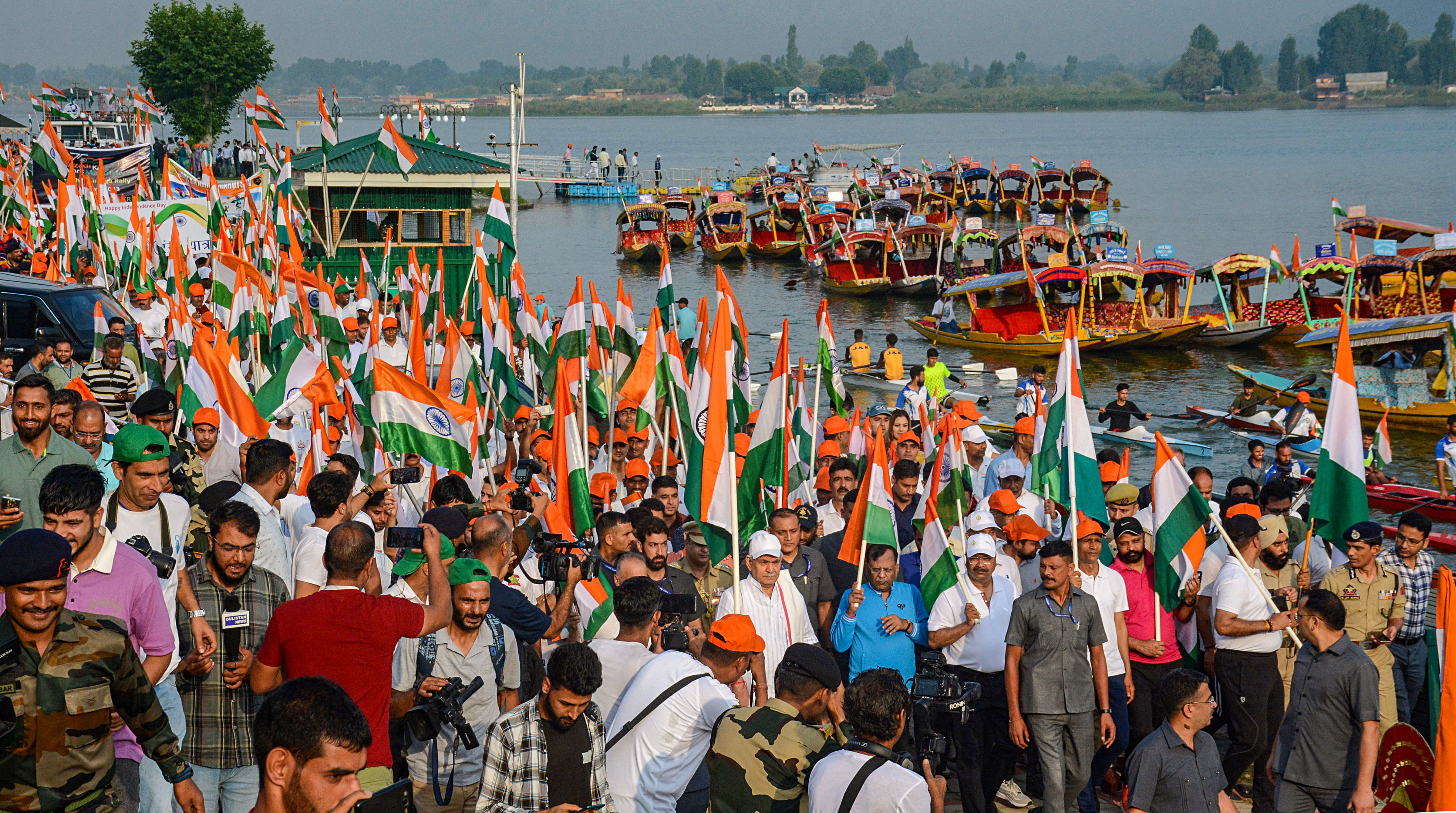 <div class="paragraphs"><p>Jammu and Kashmir Lt Governor Manoj Sinha during a 'Tiranga' rally ahead of the upcoming 77th Independence Day, on the banks of Dal Lake in Srinagar on August 13.</p></div>