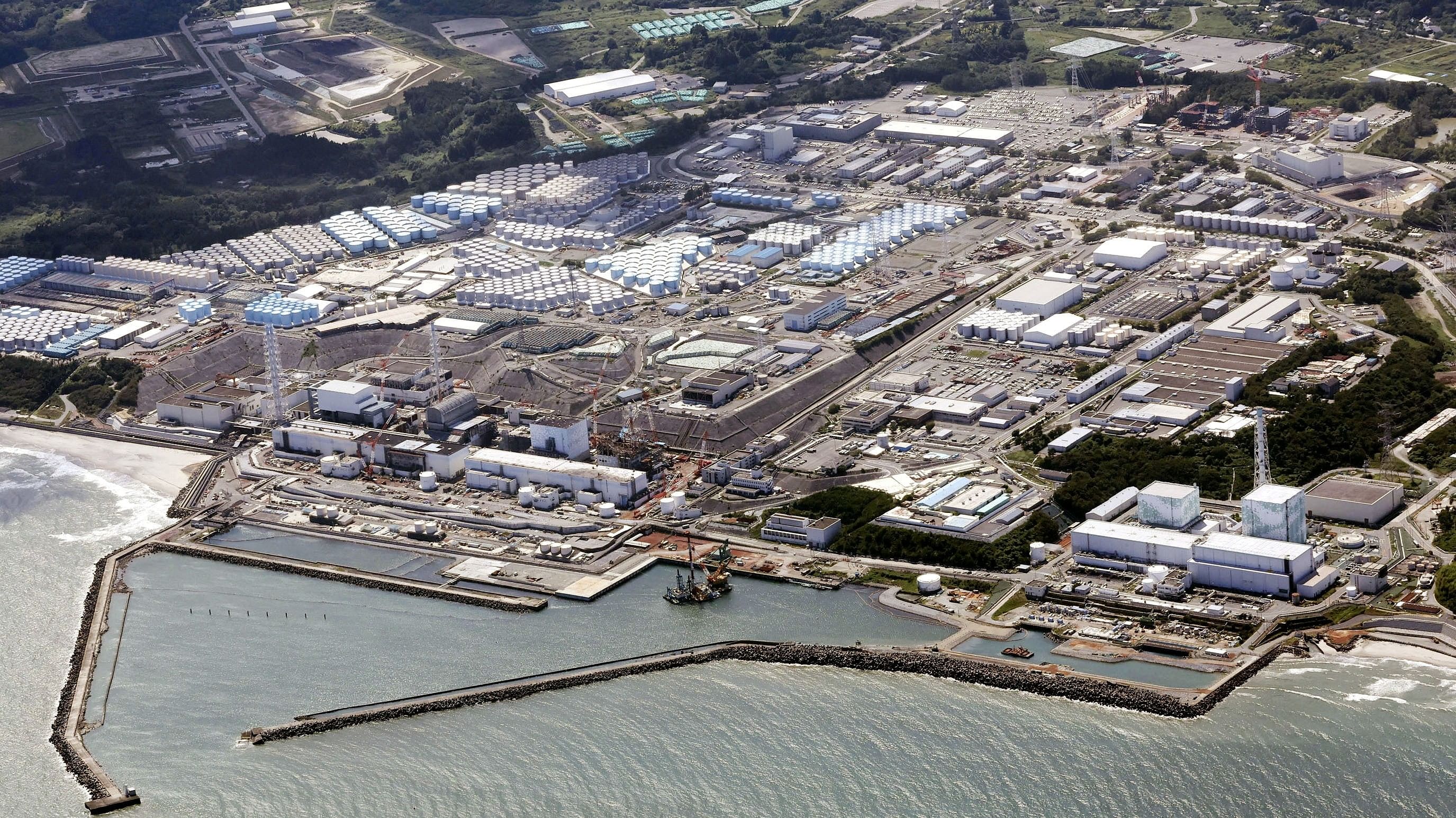 <div class="paragraphs"><p>An aerial view shows the Fukushima Daiichi nuclear power plant, which started releasing treated radioactive water into the Pacific Ocean, in Okuma town, Fukushima prefecture, Japan August 24, 2023, in this photo taken by Kyodo.   </p></div>