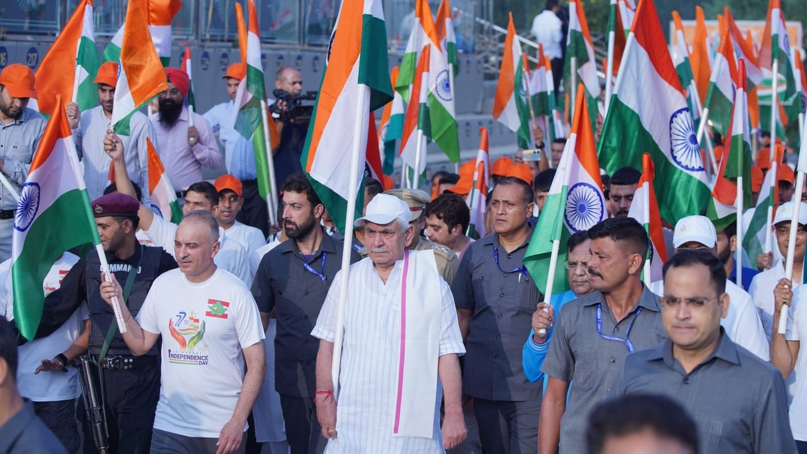 <div class="paragraphs"><p>Sinha leads the <em>tiranga</em> rally in Srinagar.</p></div>