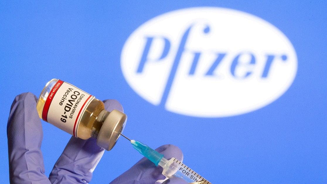 <div class="paragraphs"><p>Representative image of a Covid vaccine with the Pfizer logo in the background.</p></div>