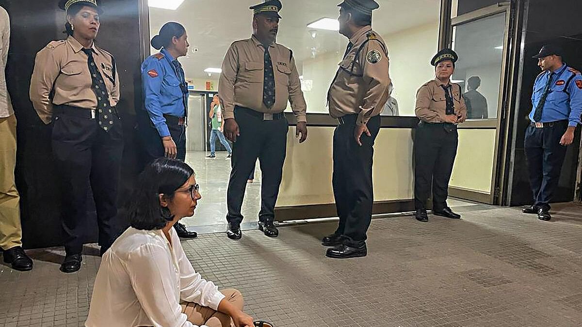 <div class="paragraphs"><p>DCW Chairperson Swati Maliwal outside the hospital where a minor who was allegedly raped by a Delhi government officer is admitted.&nbsp;</p></div>