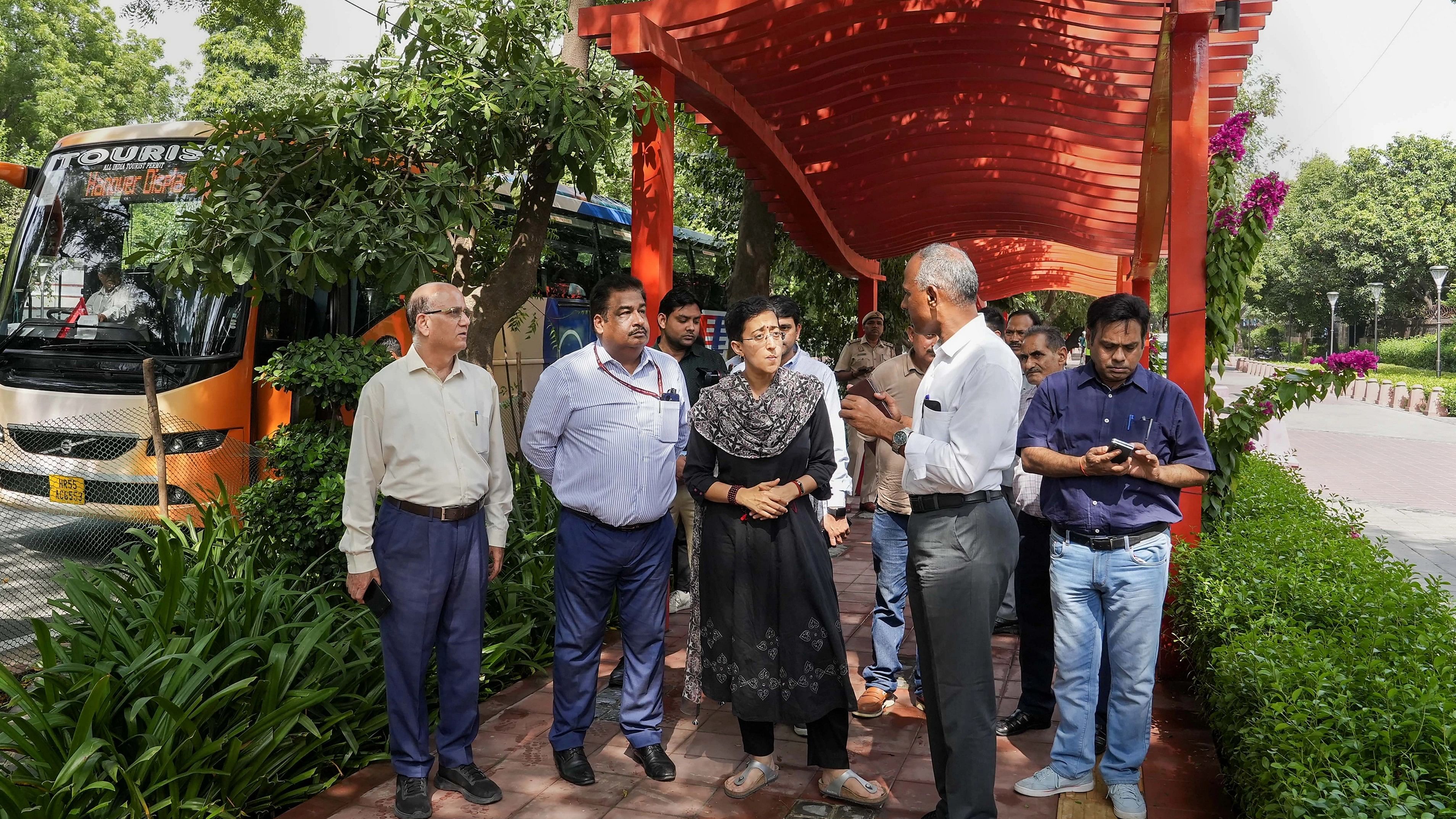 <div class="paragraphs"><p>Delhi PWD Minister Atishi during the inspection of beautification outside the Habitat Centre ahead of G20 Summit, in New Delhi.</p></div>