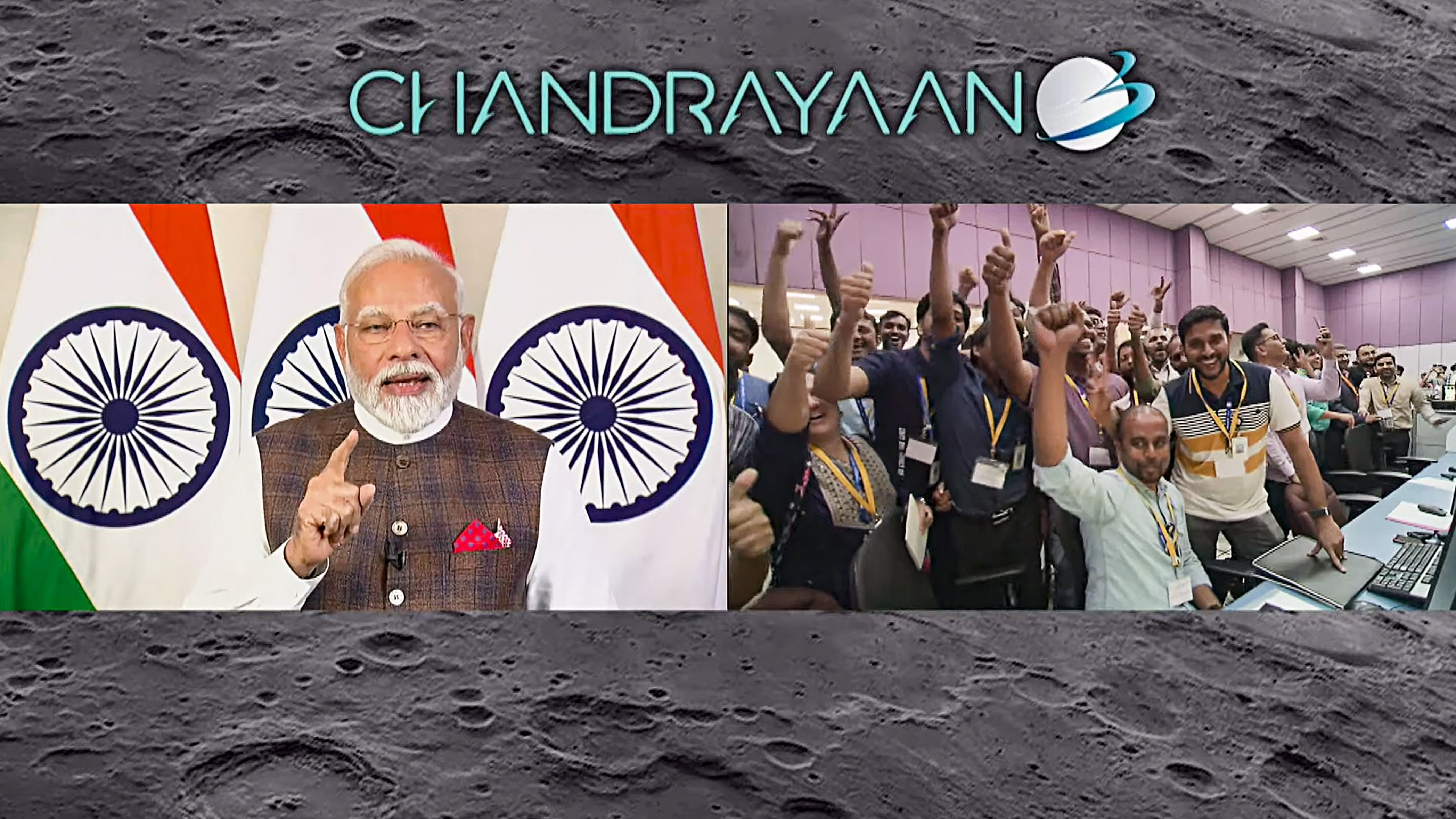 <div class="paragraphs"><p>Prime Minister Narendra Modi addresses via video link after the Chandrayaan-3's successful landing on the Moon’s surface, Wednesday, Aug. 23, 2023.</p></div>