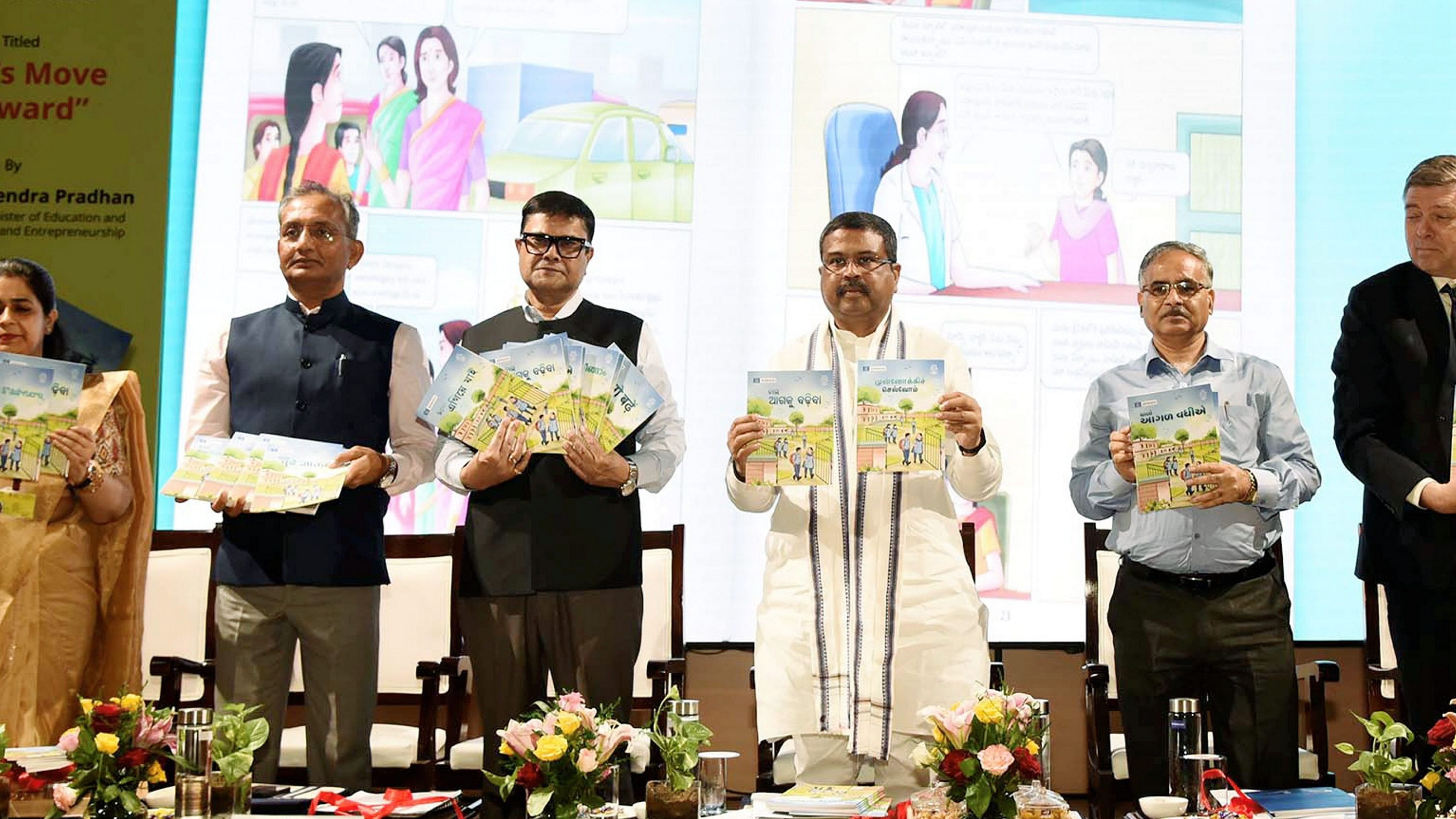 <div class="paragraphs"><p>Union Minister for Education, Skill Development and Entrepreneurship Dharmendra Pradhan launches comic book titled 'Let’s Move Forward', in New Delhi, Tuesday, Aug. 29, 2023.</p></div>