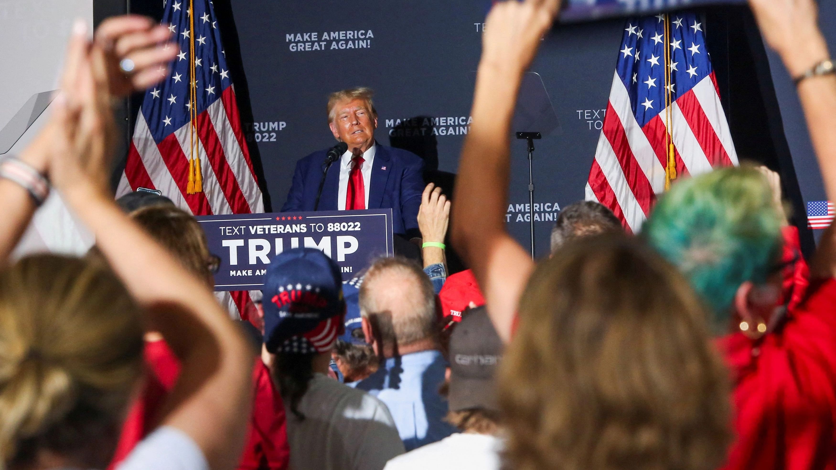 <div class="paragraphs"><p>Former US President and Republican presidential candidate Donald Trump speaks during a campaign rally in Windham, New Hampshire, US. </p></div>