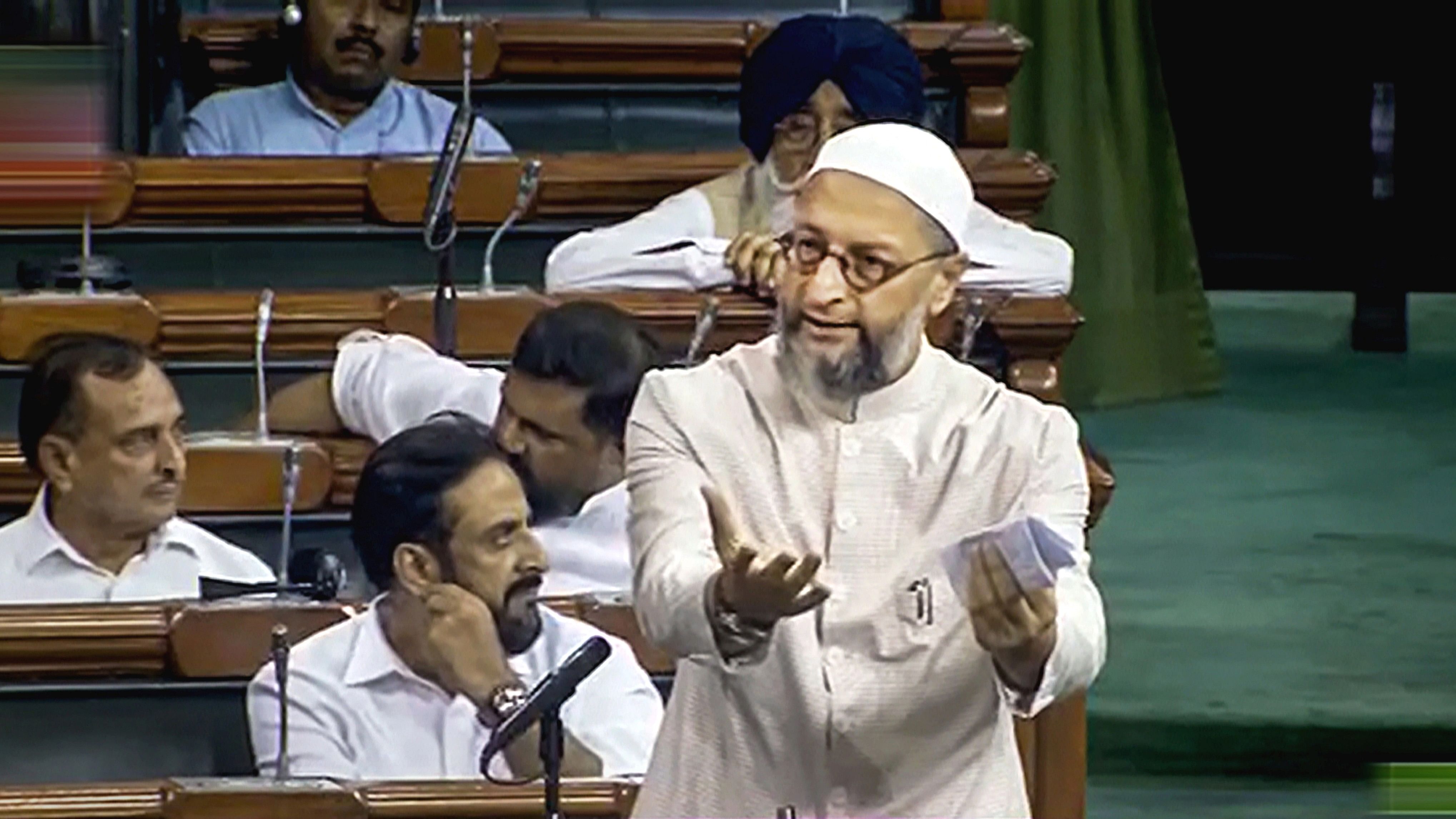 <div class="paragraphs"><p>AIMIM MP Asaduddin Owaisi speaks during the discussion on the Motion of No-Confidence in the Lok Sabha during the Monsoon session of Parliament, in New Delhi, Thursday, Aug. 10, 2023.</p></div>