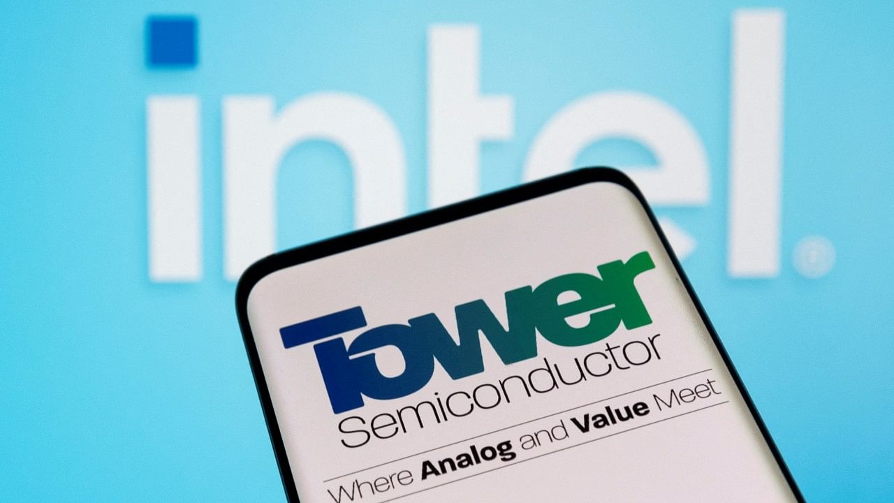 <div class="paragraphs"><p>Tower Semiconductor is seen on smartphone in front of displayed Intel logo. </p></div>