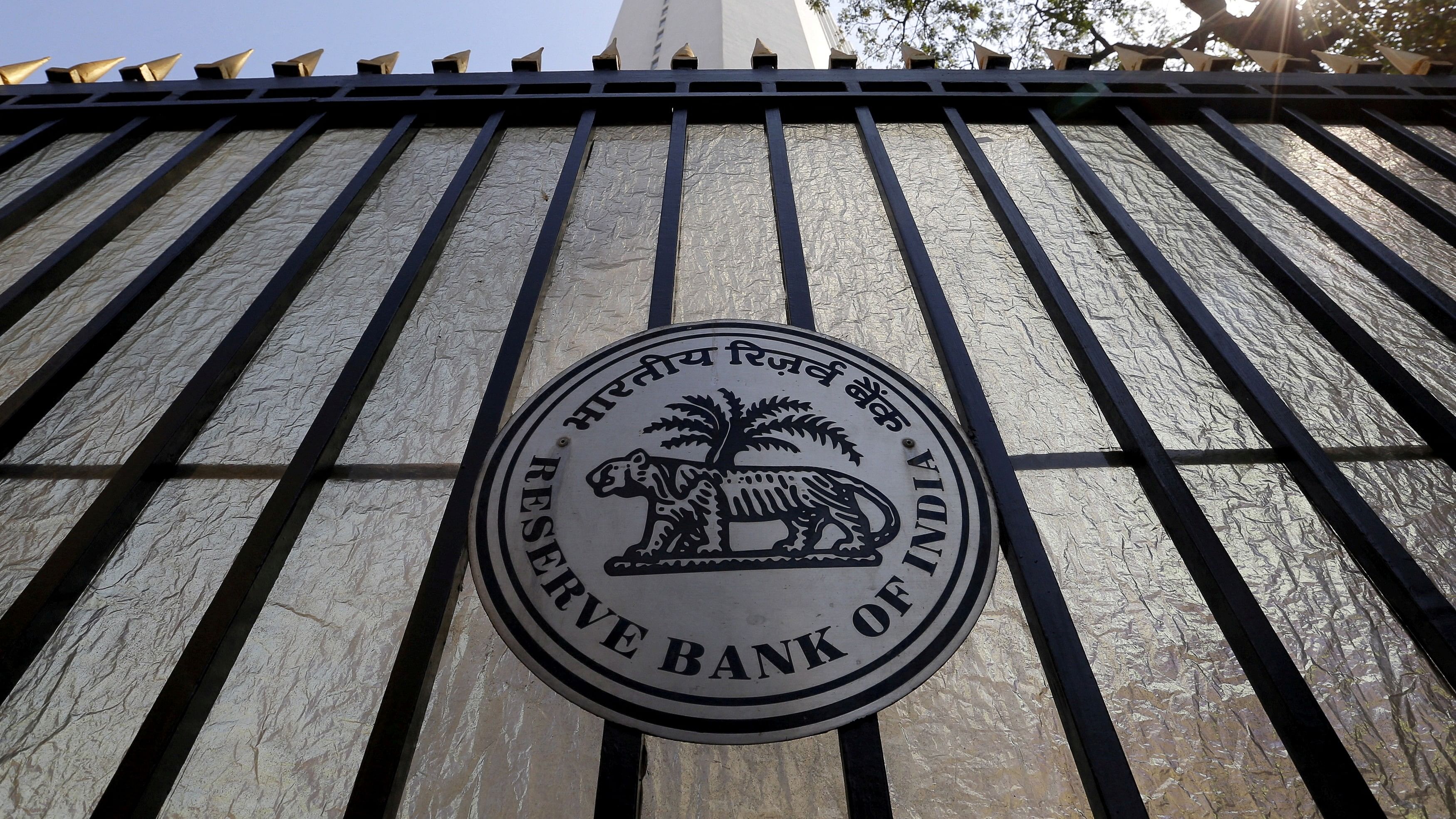 <div class="paragraphs"><p> The Reserve Bank of India  seal is pictured on a gate outside the RBI headquarters in Mumbai.</p></div>