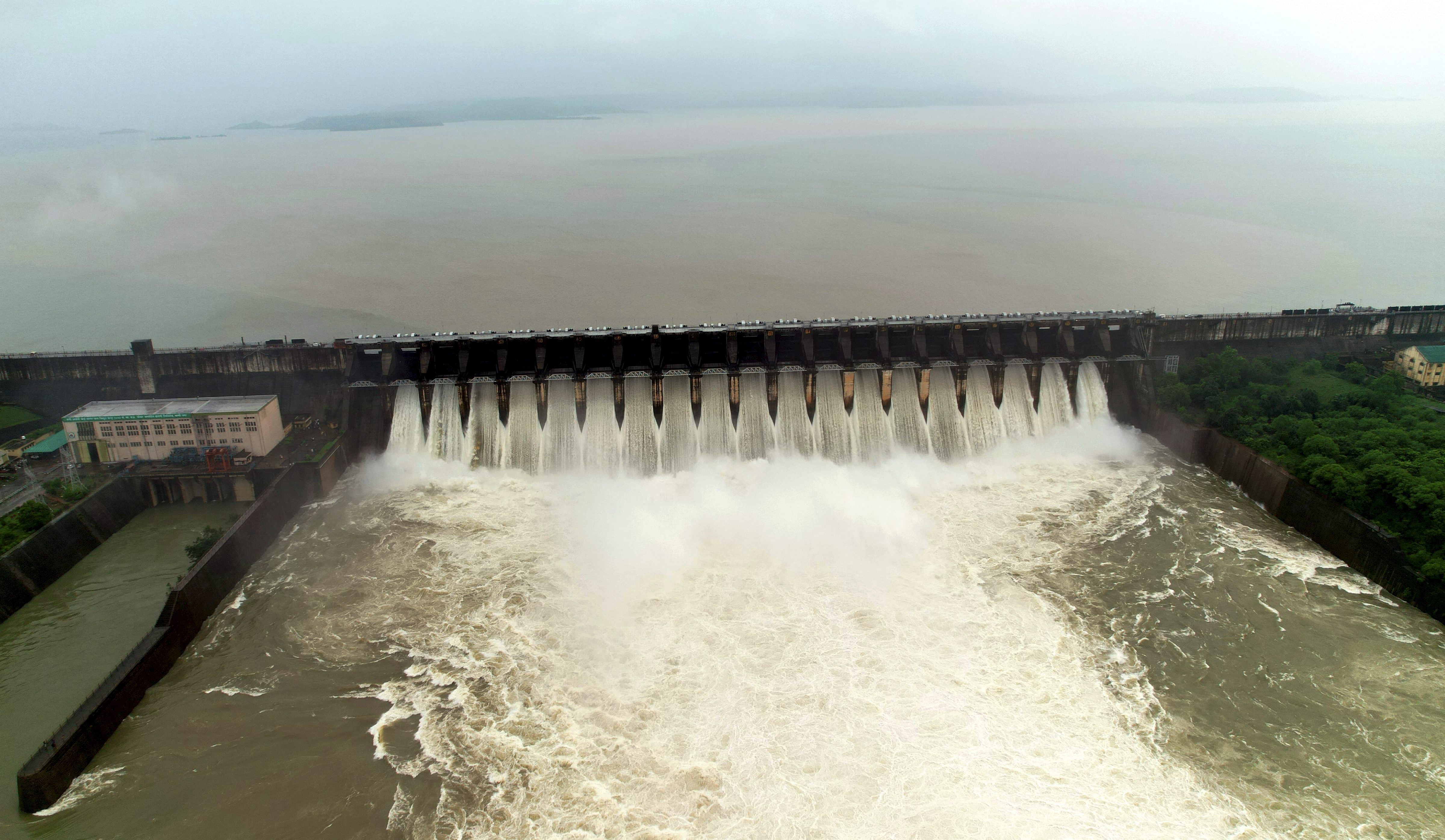 <div class="paragraphs"><p>Narmada river flows in spate as gates of the Bargi Dam were opened after heavy monsoon rainfall, in Jabalpur, Friday, Aug. 4, 2023. </p></div>