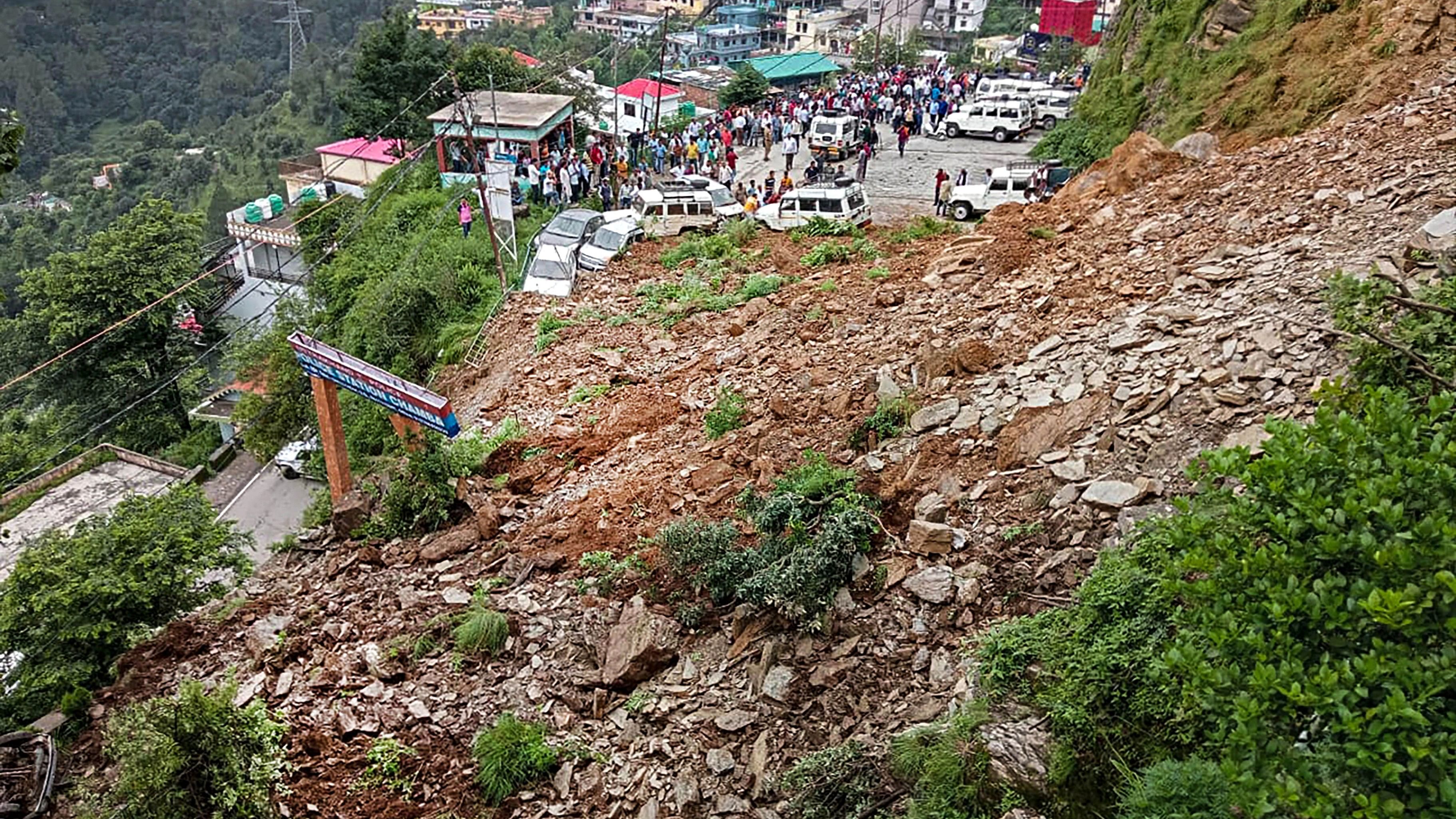 <div class="paragraphs"><p>Tehri: Debris on a road after a landslide at Chamba in Tehri district, Monday, Aug. 21, 2023. Some people and vehicles are feared to be trapped in the debris.</p></div>