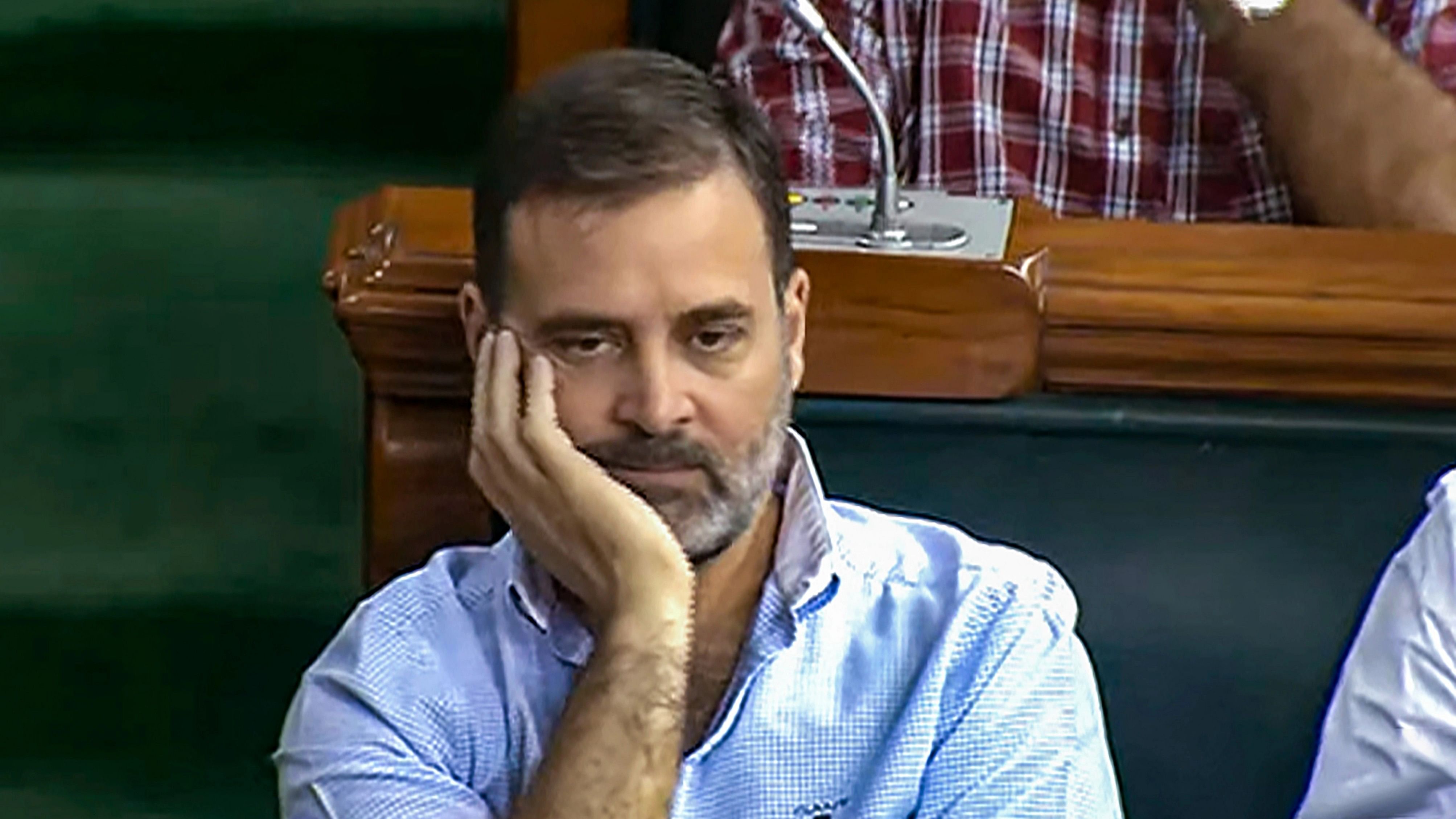 <div class="paragraphs"><p>Congress leader Rahul Gandhi attends the Lok Sabha during the ongoing Monsoon session of Parliament, in New Delhi, Tuesday, Aug. 8, 2023.</p></div>