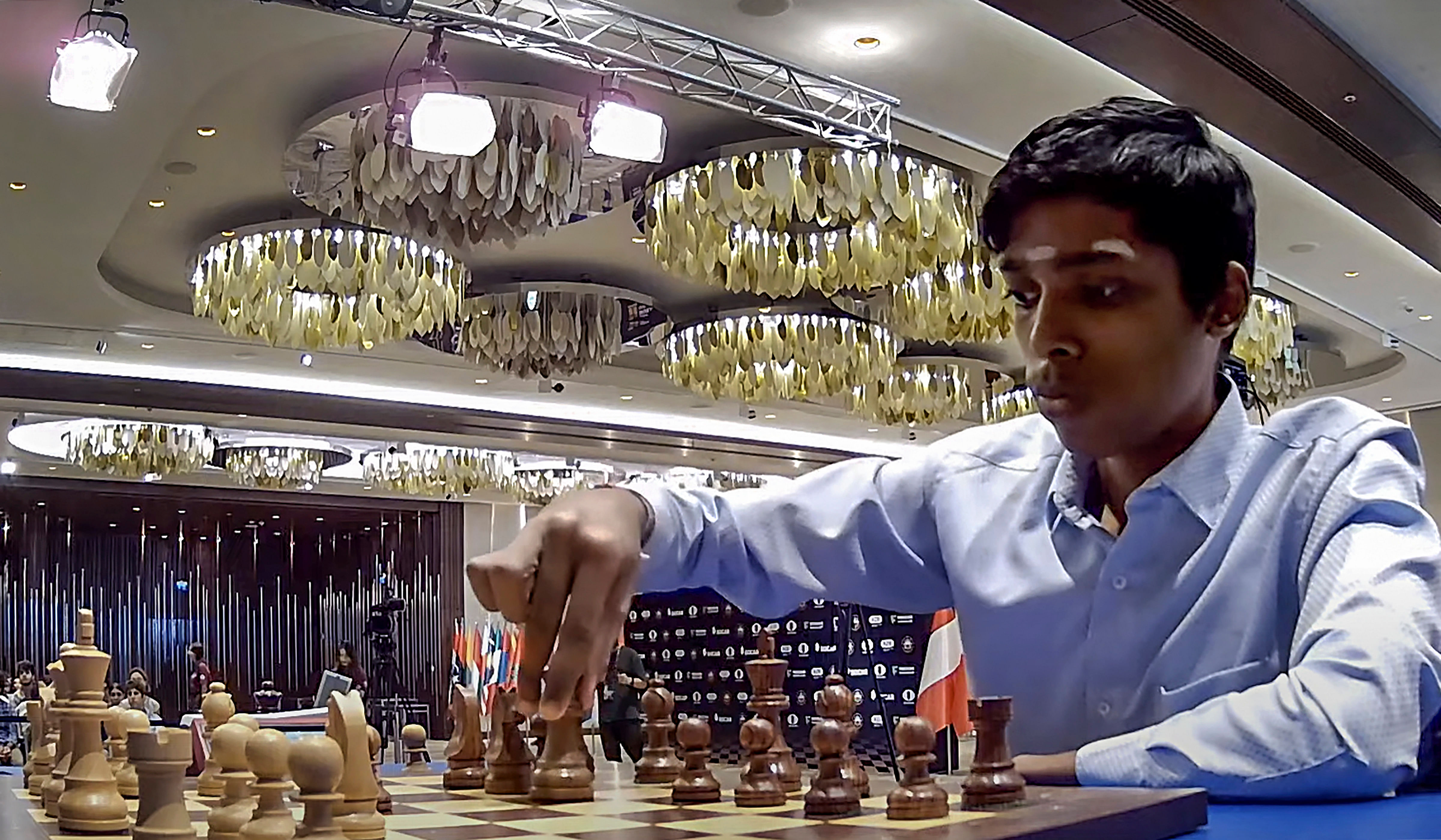 <div class="paragraphs"><p> Indian Grandmaster R Praggnanandhaa during the second tie-breaker match of the Chess World Cup 2023 final against Norwegian Grandmaster and World No. 1 player Magnus Carlsen, in Baku</p></div>