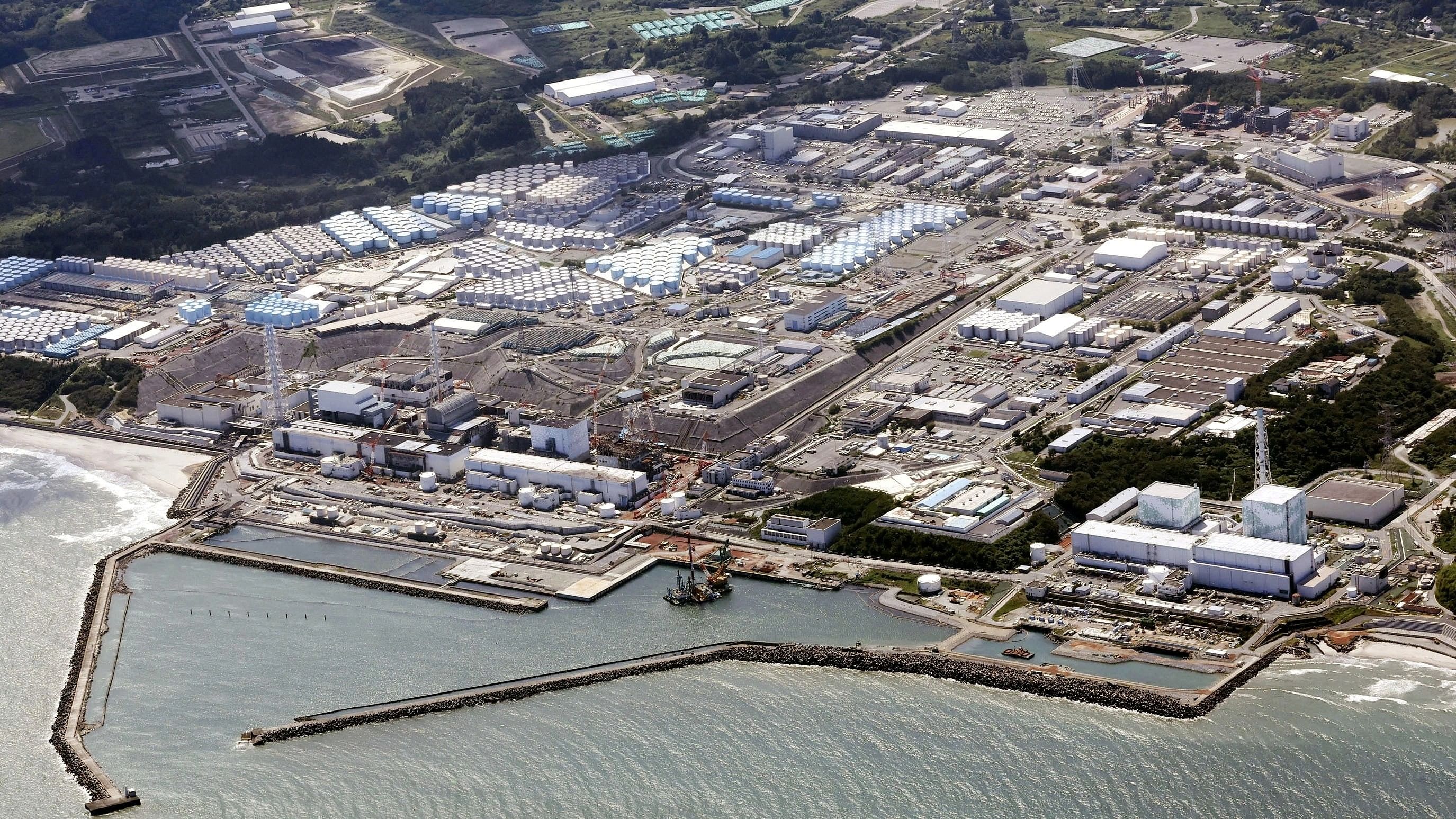 <div class="paragraphs"><p>An aerial view shows the Fukushima Daiichi nuclear power plant, which started releasing treated radioactive water into the Pacific Ocean, in Okuma town, Fukushima prefecture, Japan August 24, 2023.</p></div>