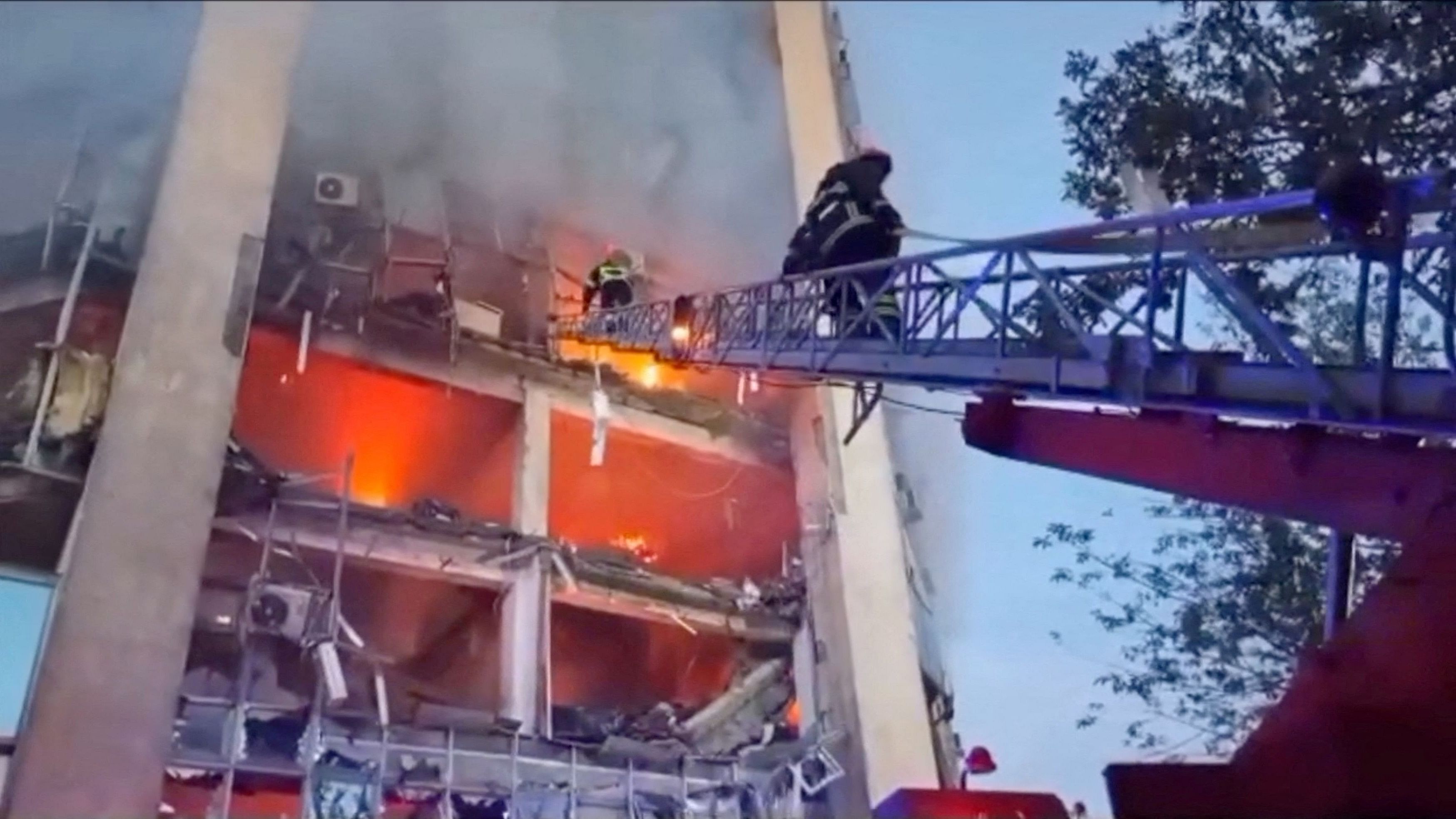 <div class="paragraphs"><p>Firefighters work at a damaged property, following a Russian drone attack, amid Russia's attack on Ukraine, at Izmail, Odesa.</p></div>