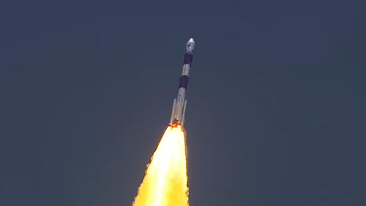 <div class="paragraphs"><p>Aditya-L1, India's maiden solar mission, on board PSLV-C57 lifts off from the launch pad at Satish Dhawan Space Centre, in Sriharikota.&nbsp;</p></div>