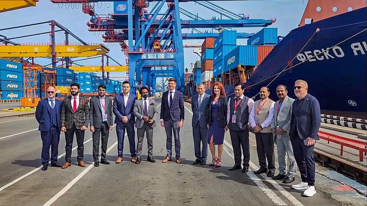 <div class="paragraphs"><p>Union Minister Sarbananda Sonowal and Russian officials visit the historic Vladivostok port, in Vladivostok.&nbsp;</p></div>