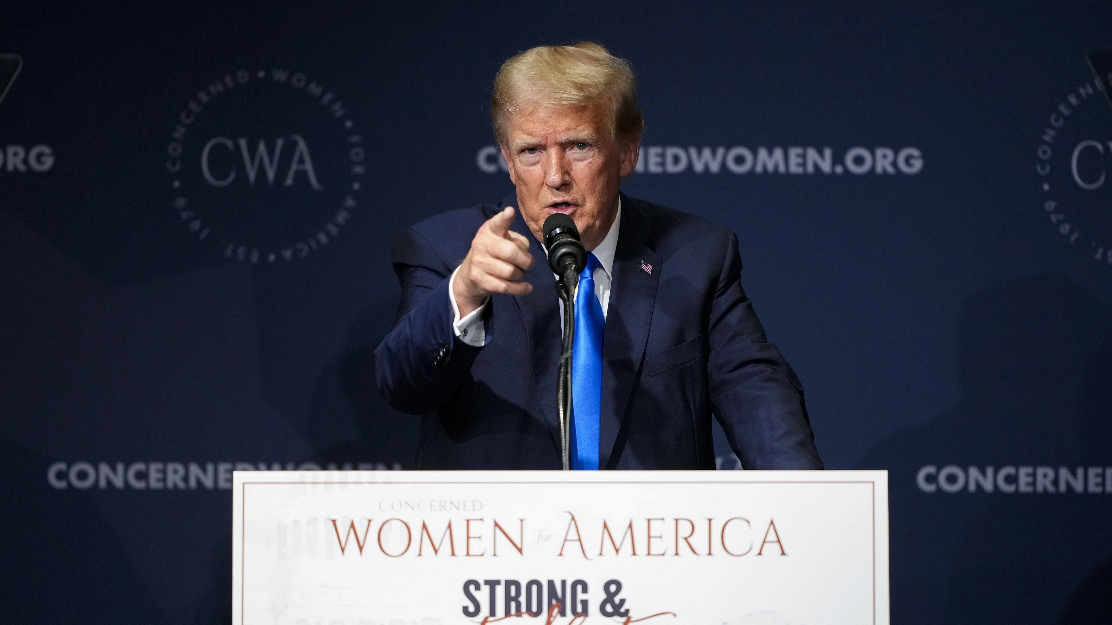 <div class="paragraphs"><p>Former President Donald Trump speaks at a Concerned Women for America Summit at the Capitol Hilton, Friday, Sept. 15, 2023, in Washington. </p></div>