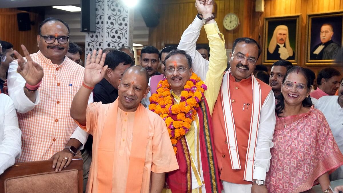 <div class="paragraphs"><p>Sharma filed his nomination in presence of Chief Minister Yogi Adityanath, Deputy Chief Ministers Brajesh Pathak and Keshav Prasad Maurya.&nbsp;</p></div>