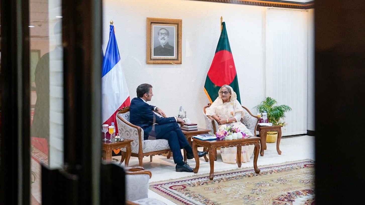 <div class="paragraphs"><p>French President Emmanuel Macron  with Bangaldesh Prime Minister Sheikh Hasina.&nbsp;</p></div>