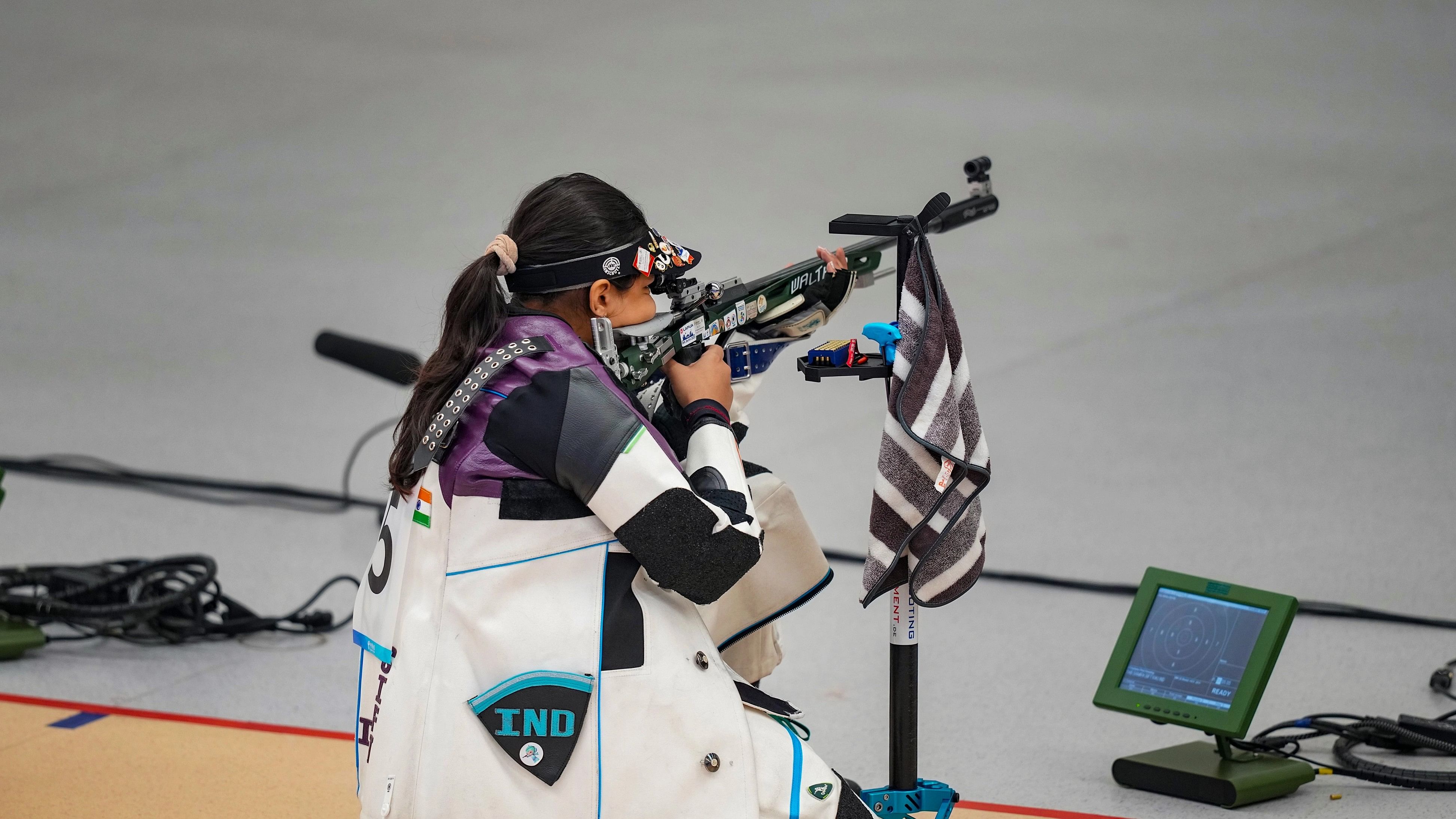 <div class="paragraphs"><p>Hangzhou: Indian shooter Sift Kaur Samra competes in the women's 50m rifle 3 positions.</p></div>