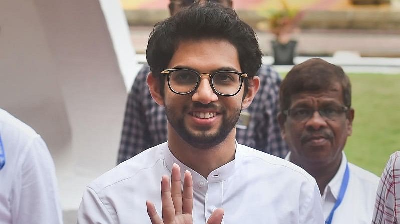 Shiv Sena leader Aaditya Thackeray arrives at Vidhan Bhavan for the Assembly session, in Mumbai, Sunday, Dec. 1, 2019. (PTI Photo)