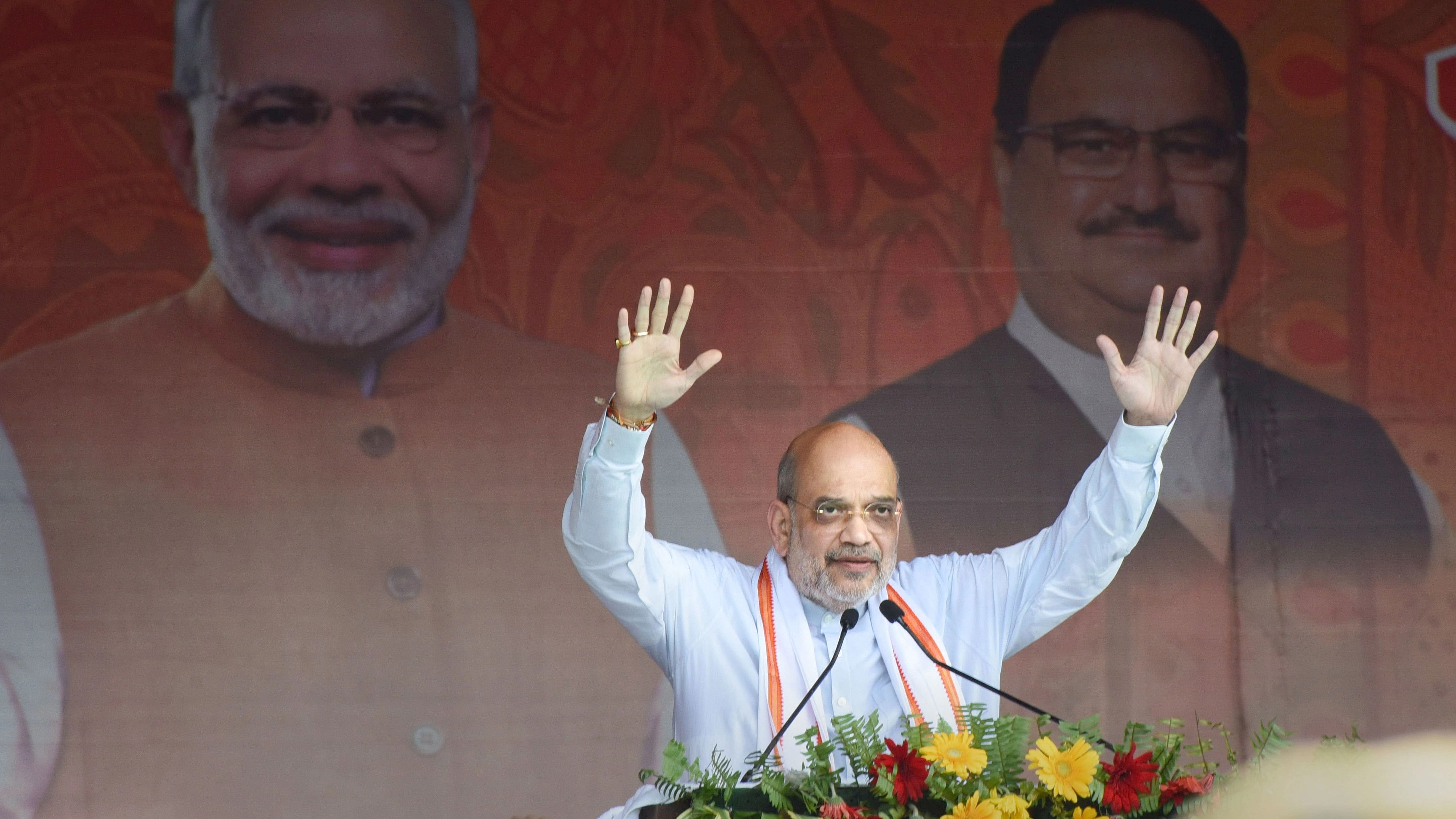 <div class="paragraphs"><p>Madhubani: Union Home Minister Amit Shah addresses the crowd during a public meeting at Jhanjharpur, in Madhubani district, Saturday, Sept. 16, 2023. </p></div>