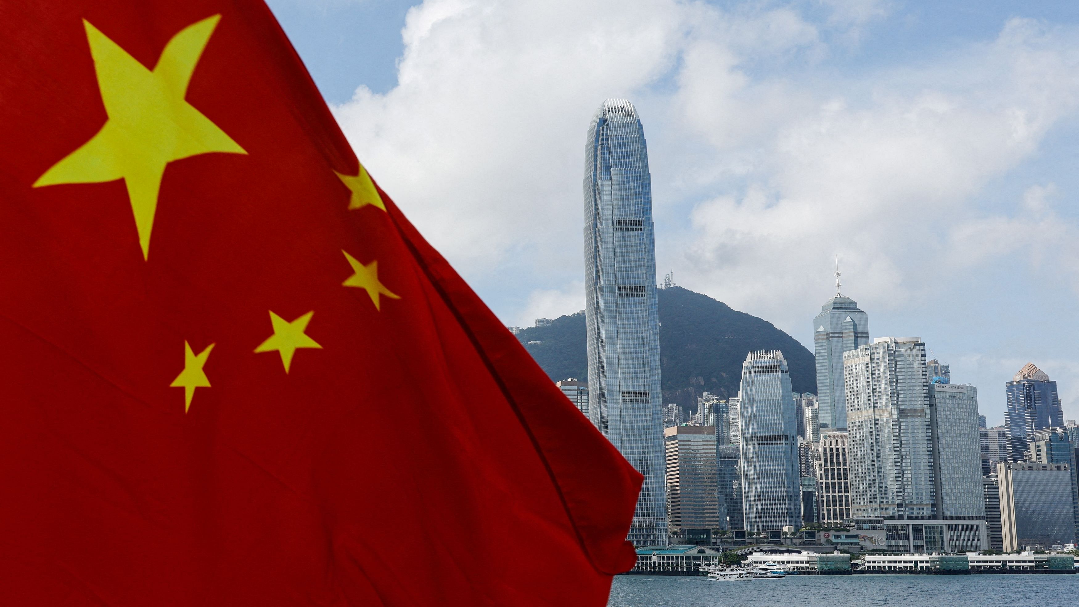 <div class="paragraphs"><p>The Chinese flag seen in front of the financial district Central on the Chinese National Day in Hong Kong, China October 1, 2022. </p></div>