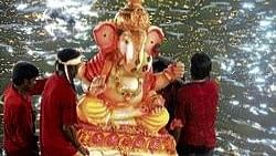 <div class="paragraphs"><p>An idol of Ganesha being immersed in Yediyur Lake on Saturday night. </p></div>