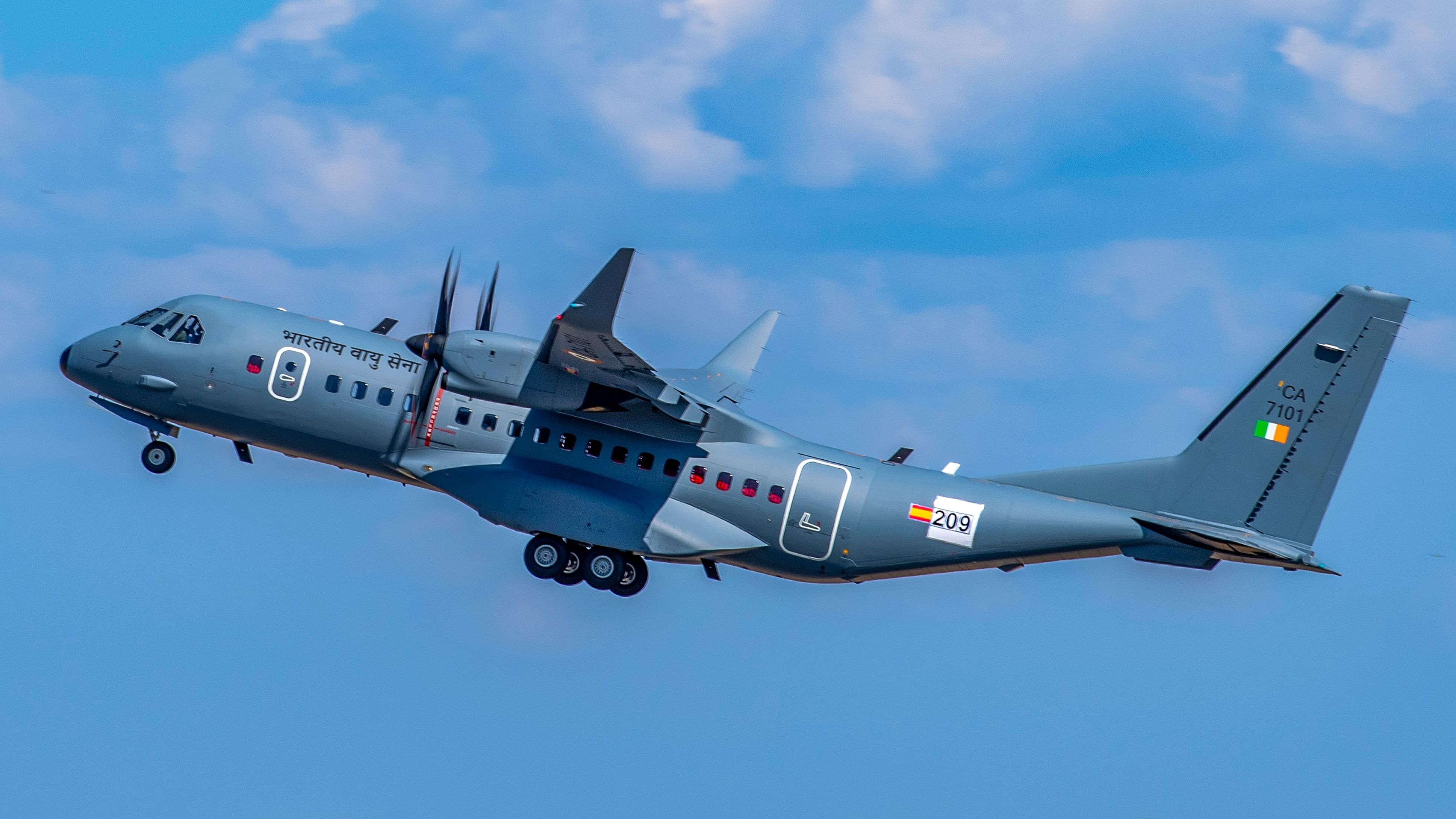 <div class="paragraphs"><p>The first C295 aircraft during its handing over by Airbus Defence and Space, in Seville, Wednesday, Sept. 13, 2023.</p></div>