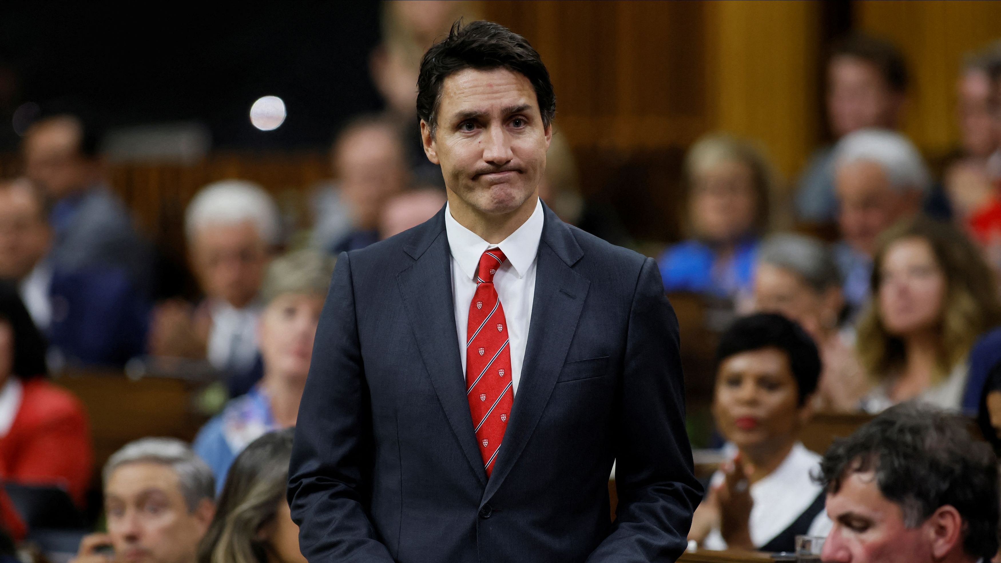 <div class="paragraphs"><p>Canada's Prime Minister Justin Trudeau rises to make a statement in the House of Commons on Parliament Hill in Ottawa, Ontario, Canada September 18, 2023.</p></div>