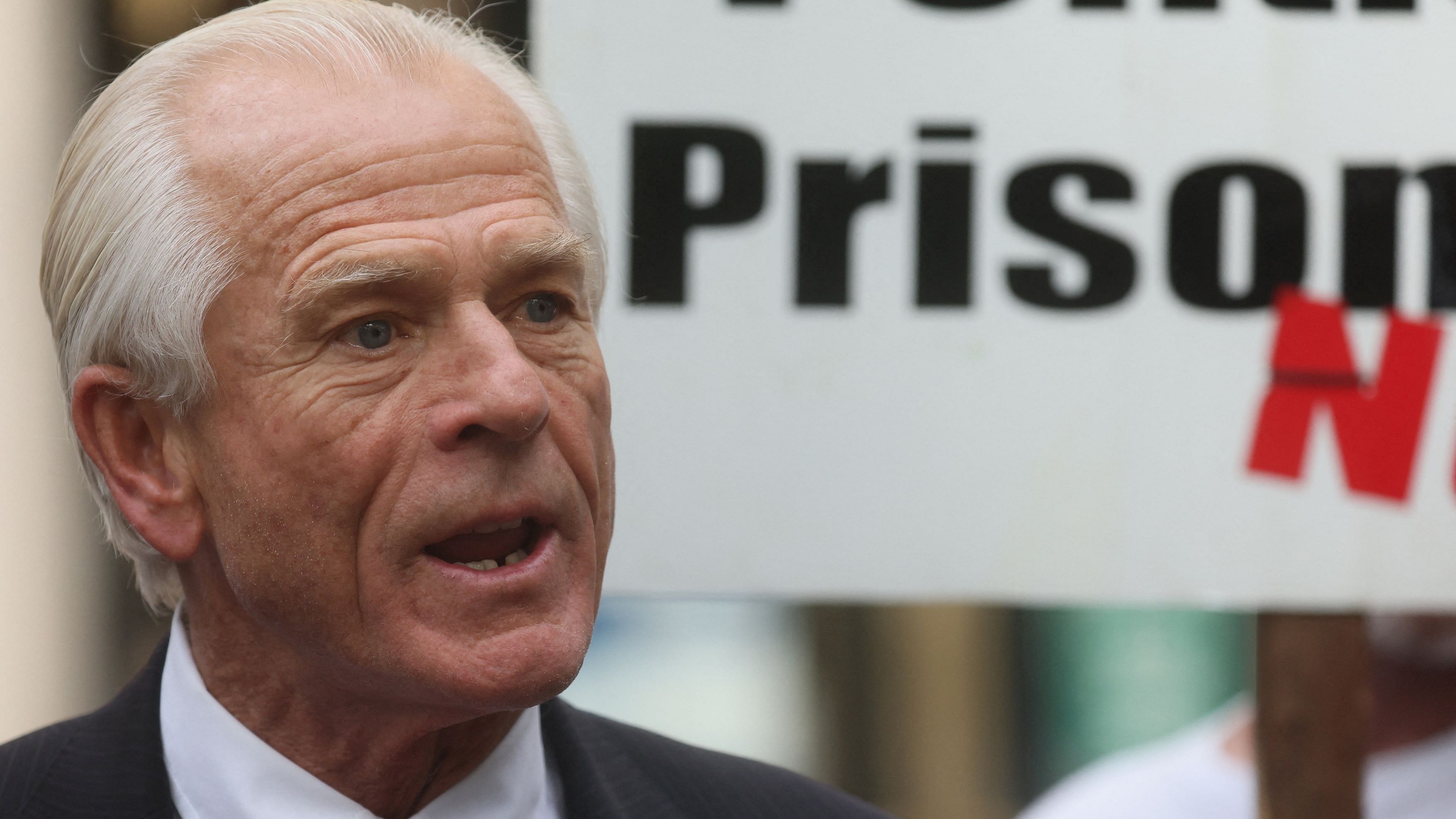 <div class="paragraphs"><p>Peter Navarro, adviser to former US President Donald Trump, faces reporters after he was convicted of contempt of Congress for refusing to cooperate with the House of Representatives committee investigating the January 6, 2021 attack on the Capitol, following his trial at U.S. District Court in Washington.</p></div>