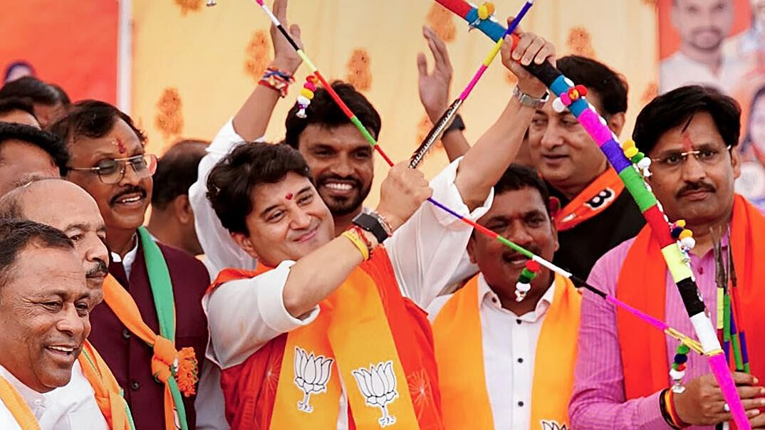 <div class="paragraphs"><p>Union Minister Jyotiraditya Scindia during BJP's ‘Jan Ashirwad Yatra’, in Jhabua, Friday, Sept. 15, 2023.</p></div>