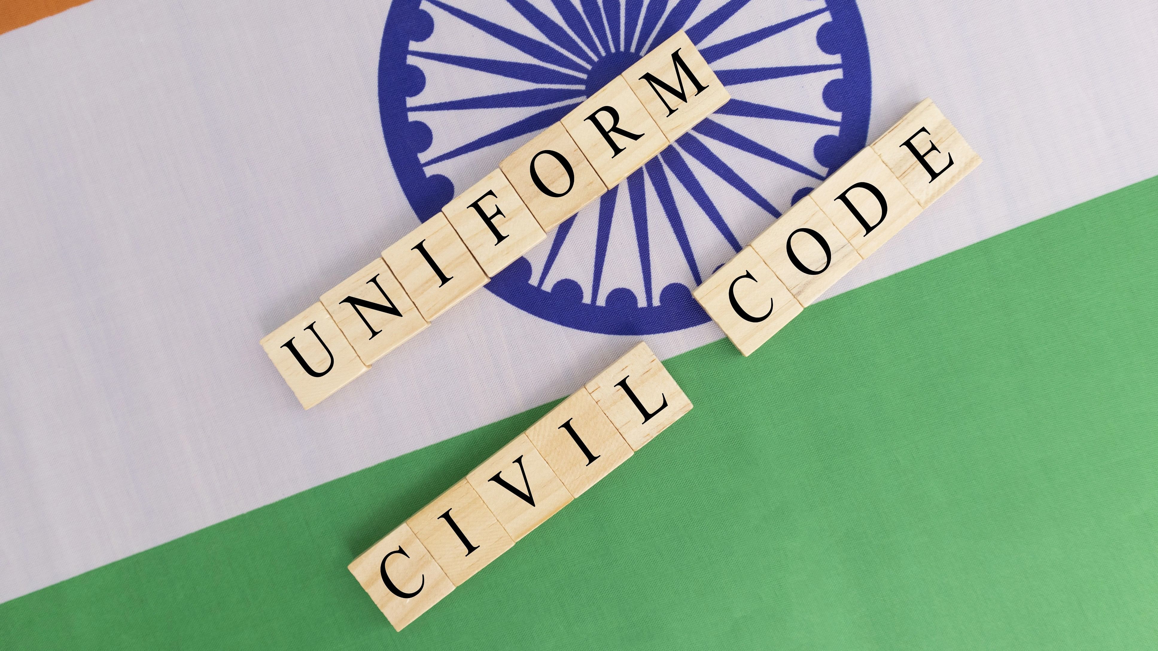 <div class="paragraphs"><p>Representative image with the words Uniform Civil Code written on a flag of India.</p></div>