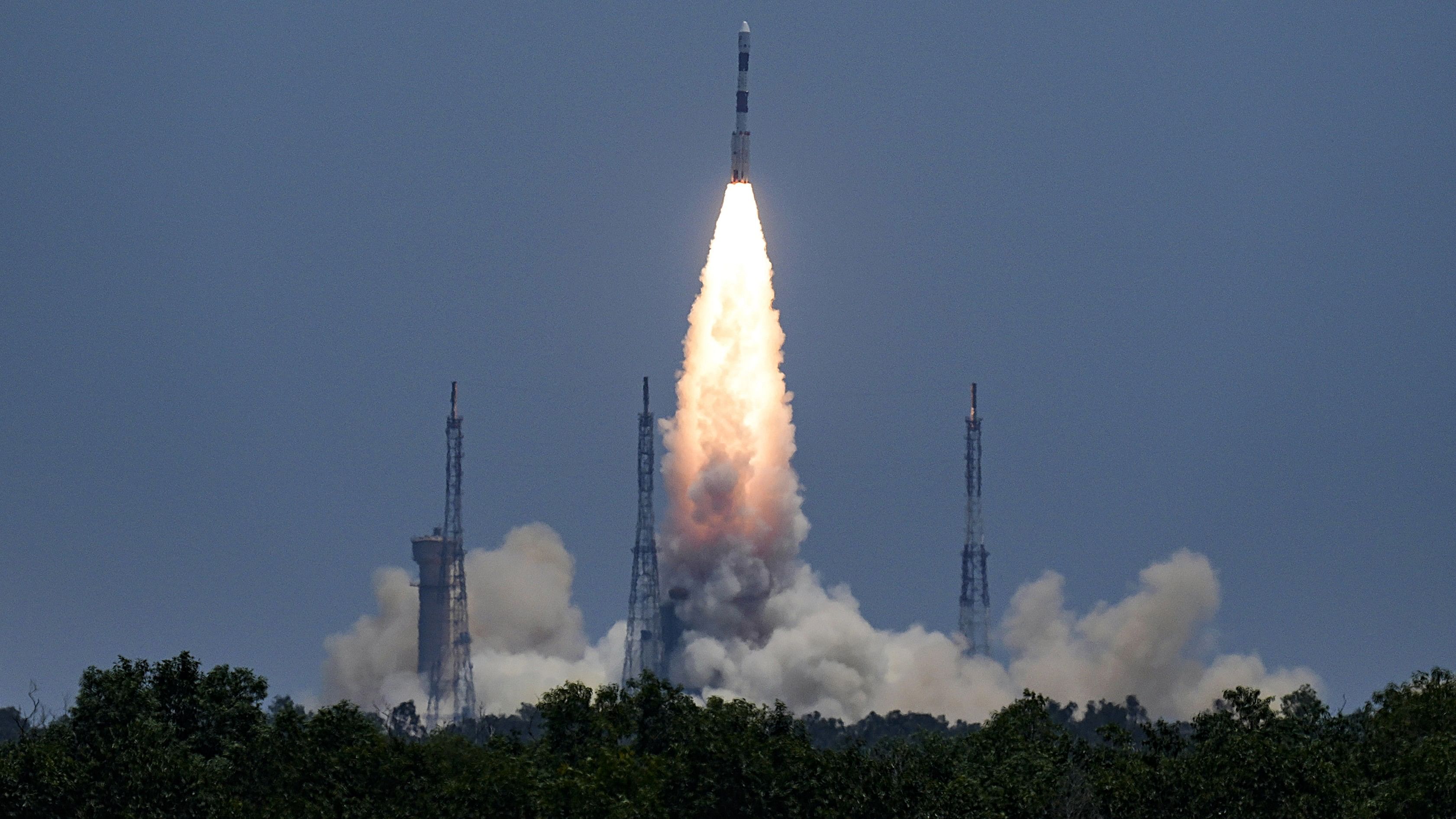 <div class="paragraphs"><p> Aditya-L1, lifts off from the Satish Dhawan Space Centre in Sriharikota.</p></div>