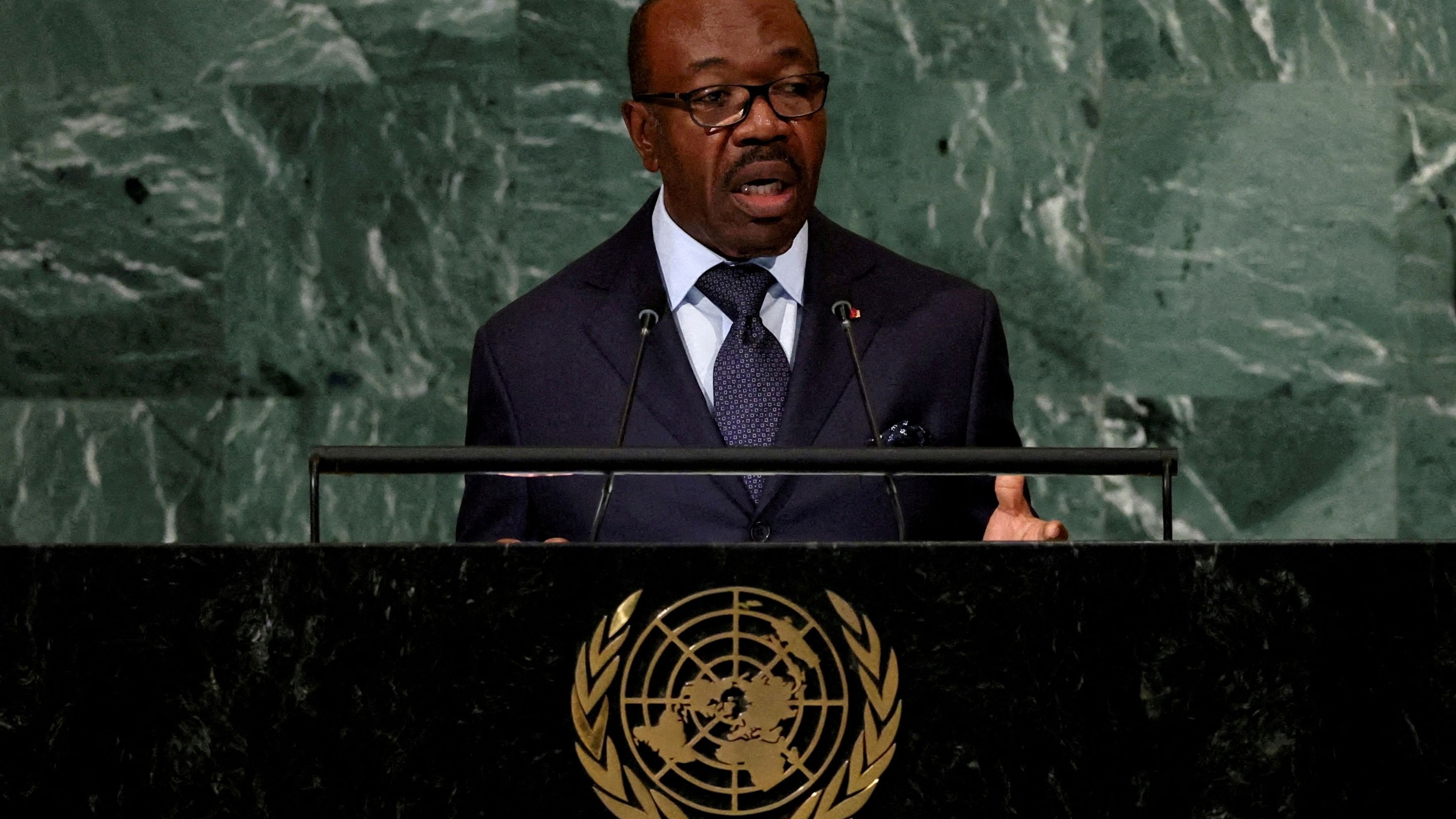 <div class="paragraphs"><p>Gabon's President Ali Bongo Ondimba addresses the 77th Session of the United Nations General Assembly at U.N. Headquarters in New York City, U.S., September 21, 2022. </p></div>