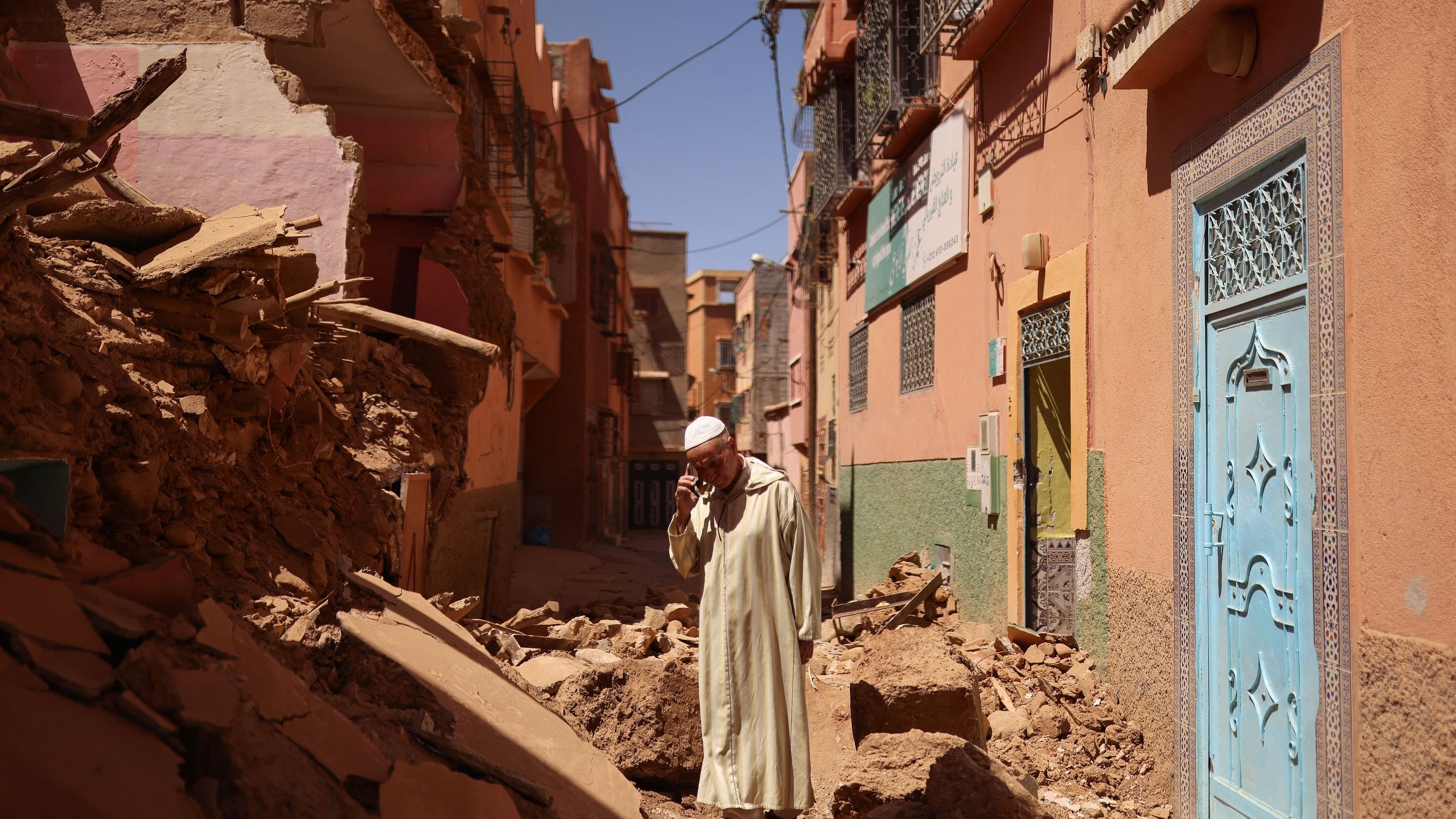 <div class="paragraphs"><p>Mohamed Sebbagh, 66, stands in front of his destroyed house, in the aftermath of a deadly earthquake, in Amizmiz, Morocco, September 10, 2023. </p></div>