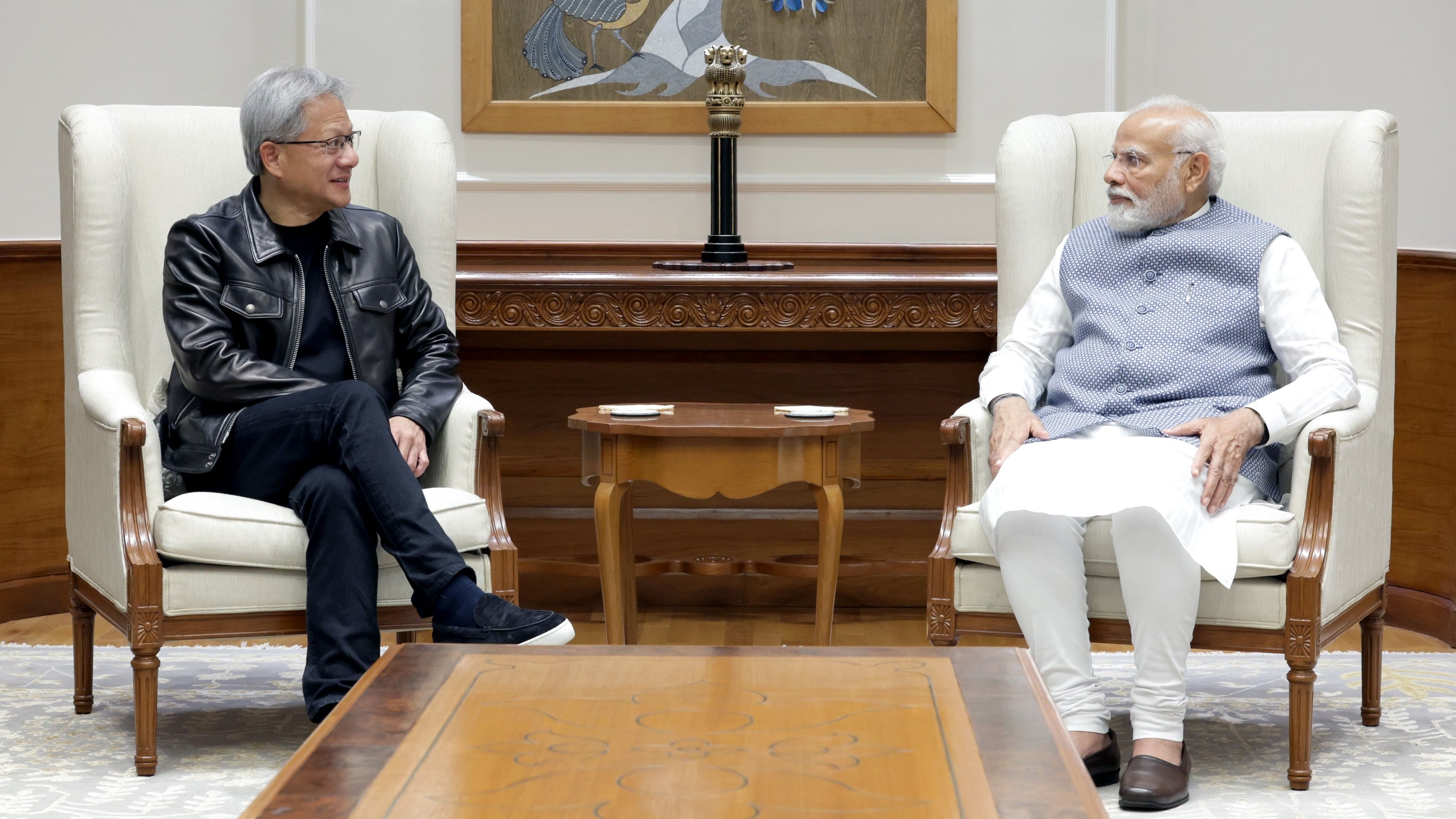 <div class="paragraphs"><p>PM Narendra Modi with Nvidia CEO&nbsp;Jensen Huang.</p></div>