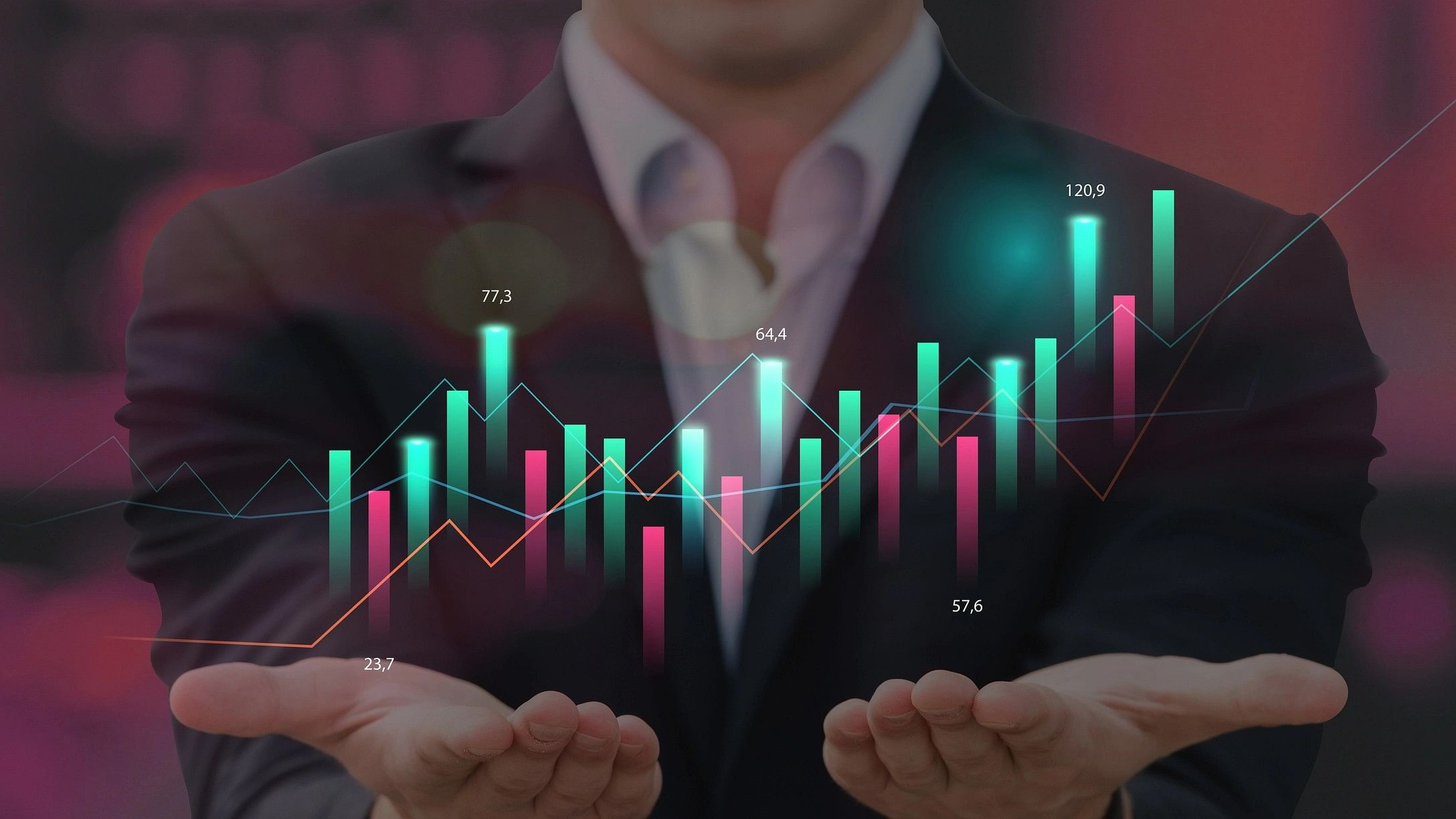 <div class="paragraphs"><p>A representational image of a businessman showing candlesticks bar and statistics data.&nbsp;</p></div>