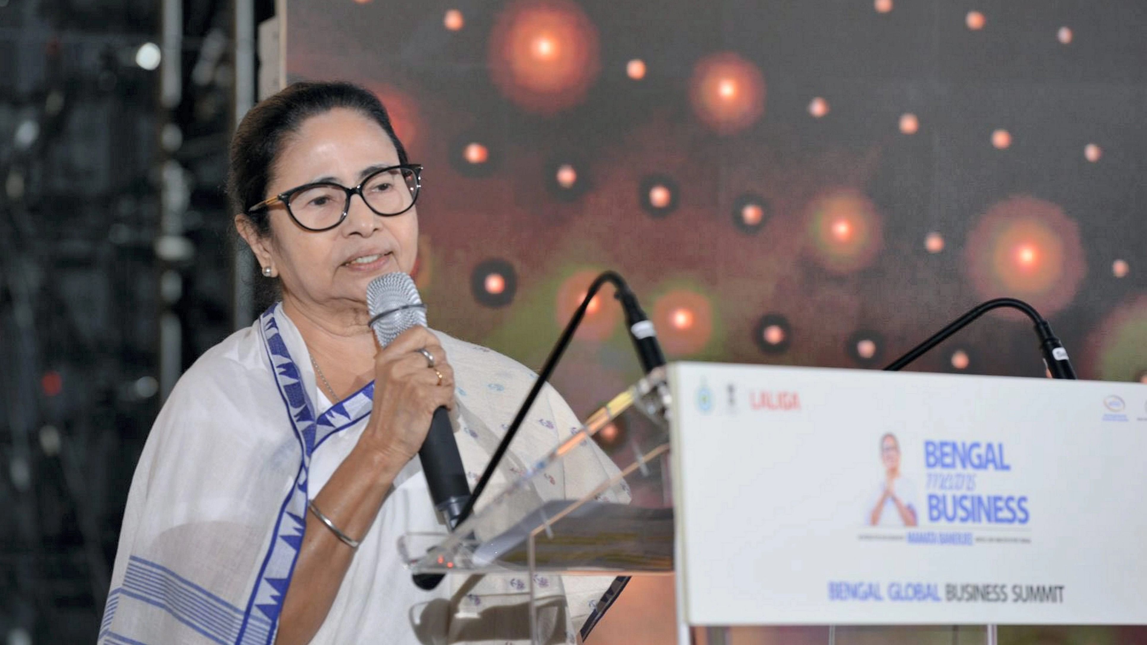 <div class="paragraphs"><p>Madrid: West Bengal Chief Minister Mamata Banerjee speaks during a programme organised as part of the Bengal Global Business Summit, in Madrid, Spain.</p></div>