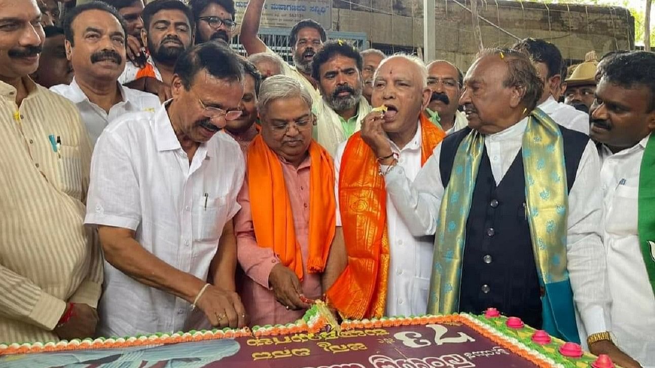 <div class="paragraphs"><p>Yediyurappa and several other BJP leaders on Sunday visited Kurudumale’s Ganesha temple and offered prayers to mark Prime Minister Narendra Modi’s birthday and ahead of the party’s state-wide tour. </p></div>
