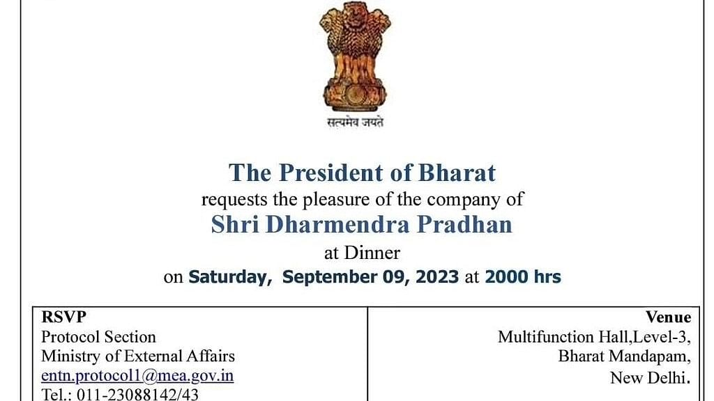 <div class="paragraphs"><p>Union Minister Dharmendra Pradhan shared a picture of the invite he received from 'The President of Bharat'.</p></div>