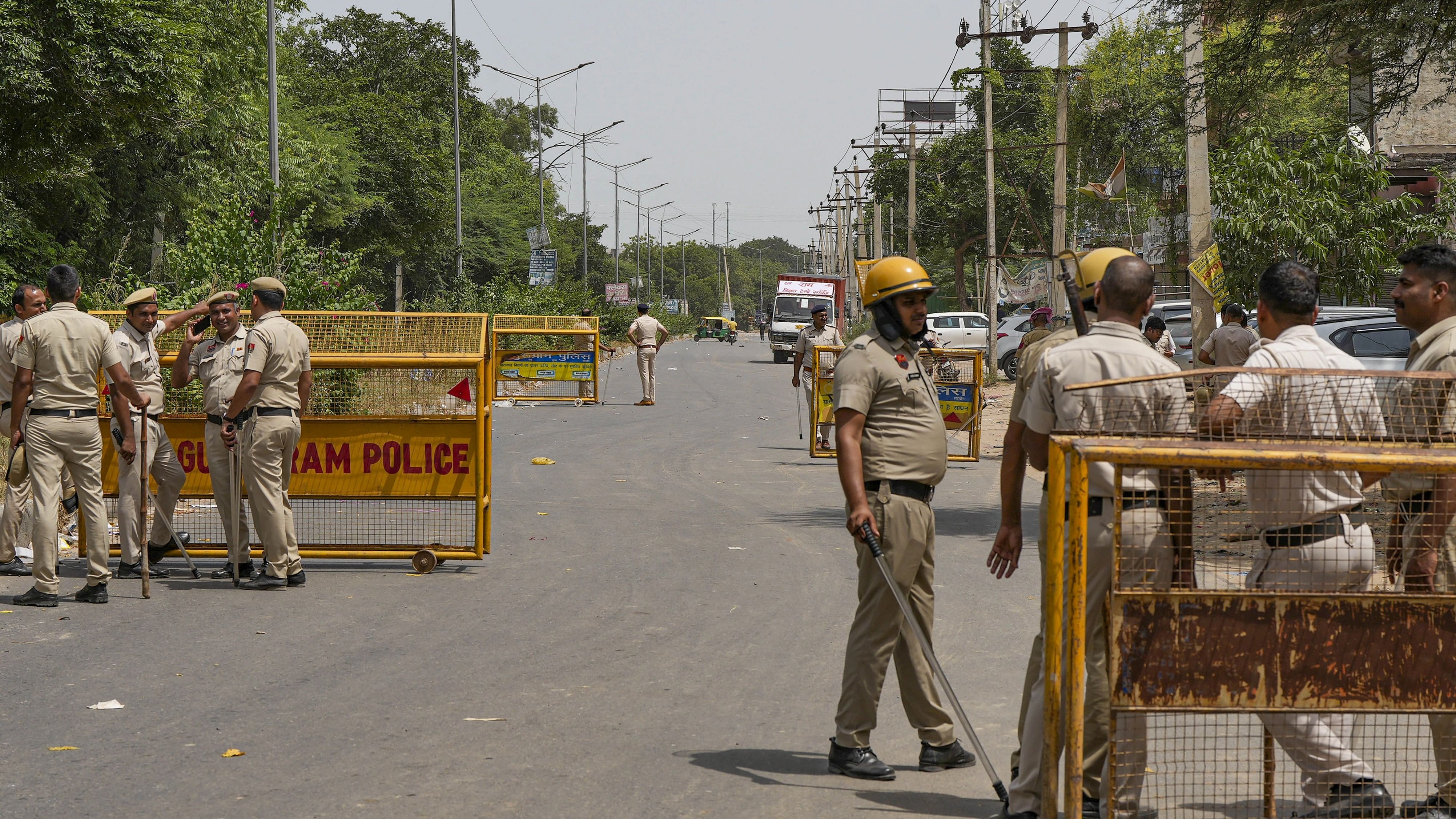 <div class="paragraphs"><p>Police personnel at a check post&nbsp; after violence in the region, in Sohna, Monday, Aug. 28, 2023. </p></div>