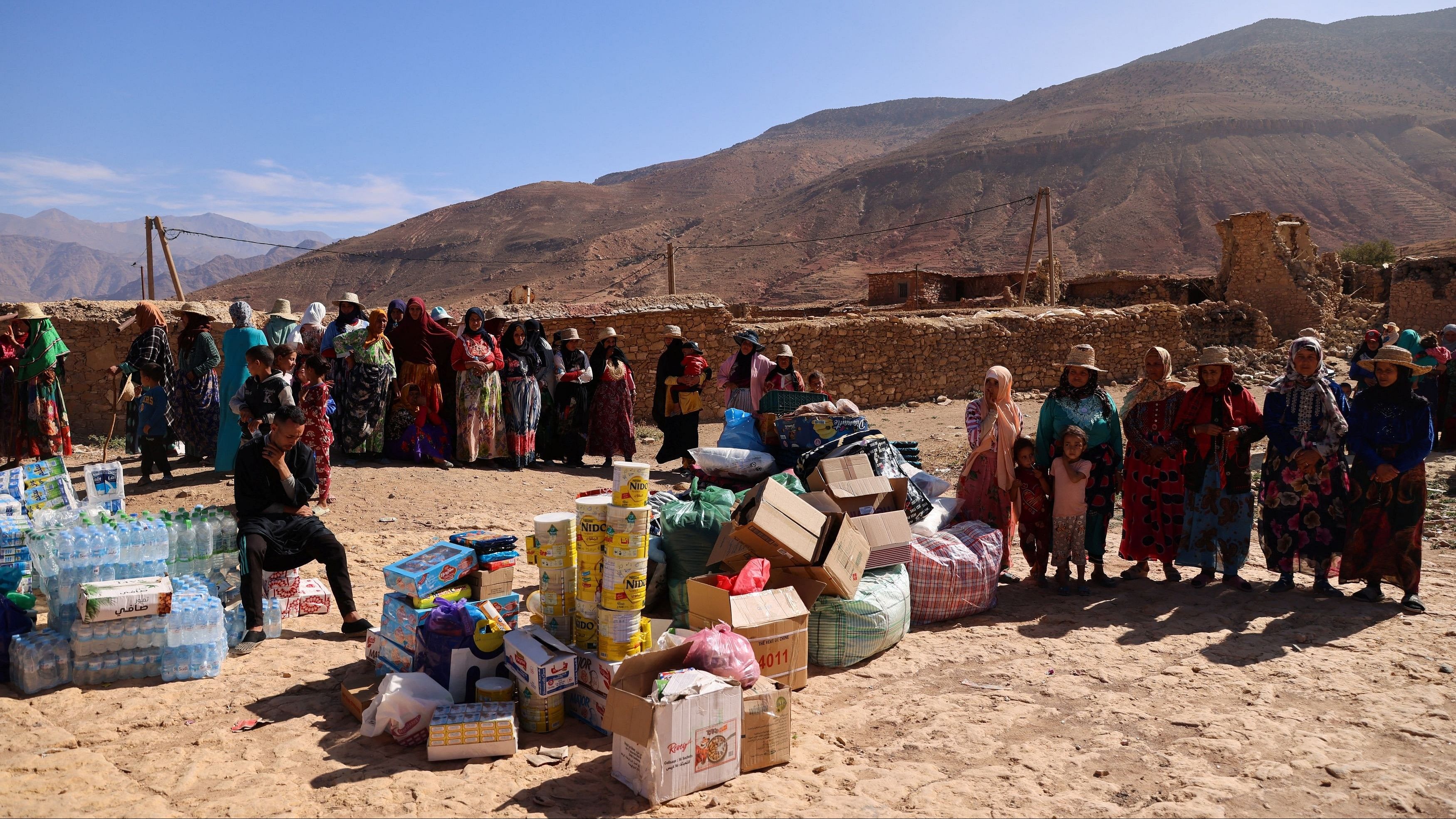 <div class="paragraphs"><p>Women wait for donations, in the aftermath of a deadly earthquake, in the village of Ighil Ntalghoumt, Morocco.</p></div>