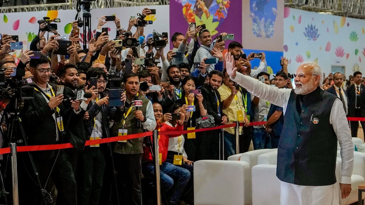 <div class="paragraphs"><p>Prime Minister Narendra Modi arrives at International Media Centre at the G20 Summit venue Bharat Mandapam, in New Delhi, Sunday, Sept. 10, 2023.</p></div>