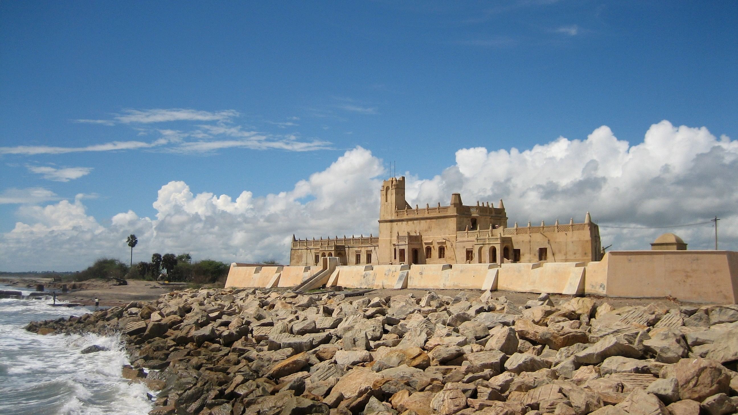 <div class="paragraphs"><p>A file photo of Fort Dansborg. A part of the wall is now under the sea. </p></div>