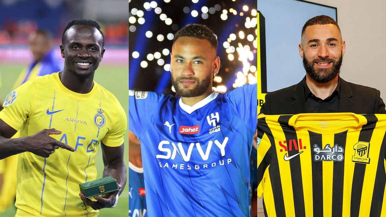 <div class="paragraphs"><p>(From L-R) Al-Nassr's Sadio Mane, Al-Hilal's Neymar Jr and Al-Ittihad's Karim Benzema.</p></div>