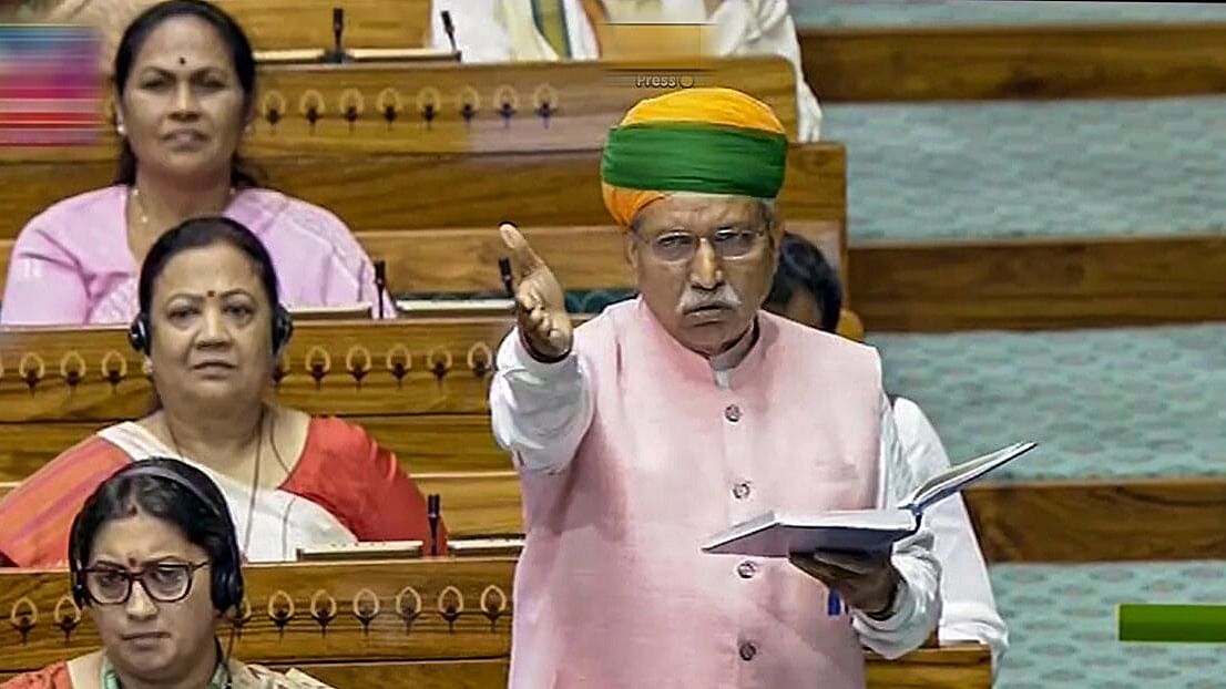 <div class="paragraphs"><p>Union Law Minister Arjun Ram Meghwal speaks in the Lok Sabha during a special session of the Parliament, in New Delhi as he tables the Women's Reservation Bill.&nbsp;</p></div>