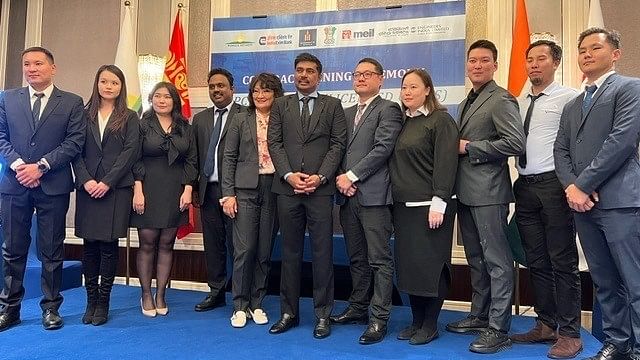 <div class="paragraphs"><p>MEIL Managing Director PV Krishna Reddy along with officials of&nbsp;Mongol Refinery State Owned LLC in Mongolia on Friday</p></div>