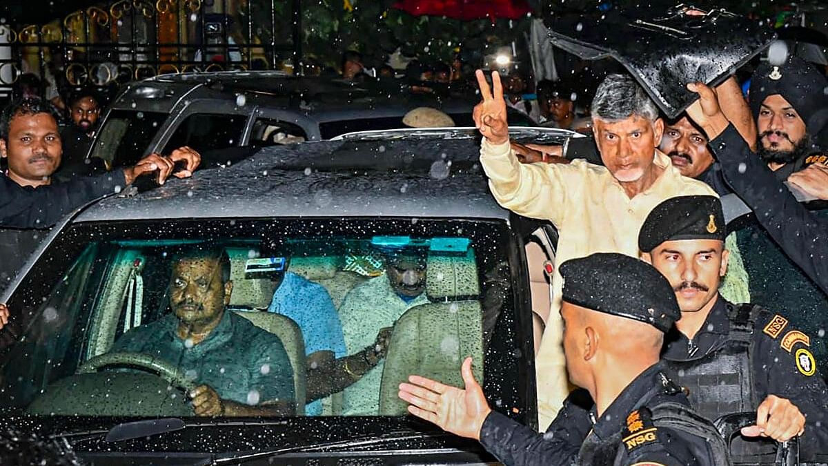 <div class="paragraphs"><p>TDP chief N Chandrababu Naidu being taken to prison after a court sent him to judicial custody for 14 days in an alleged corruption case, in Vijayawada, Sunday, Sept. 10, 2023.</p></div>