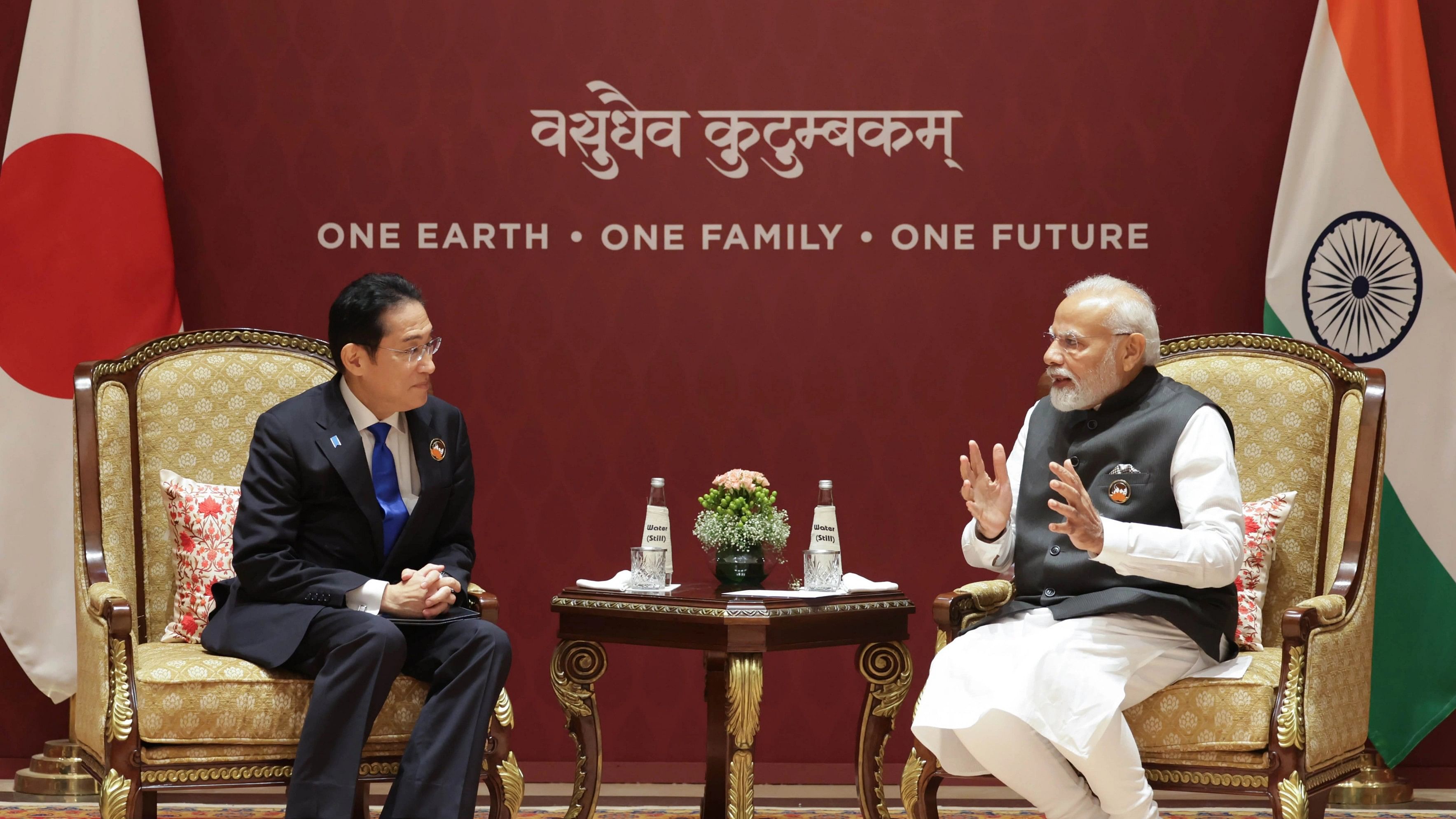 <div class="paragraphs"><p> Prime Minister Narendra Modi with Japanese Prime Minister Fumio Kishida during a bilateral meeting, on the sidelines of the G20 Summit 2023.</p></div>